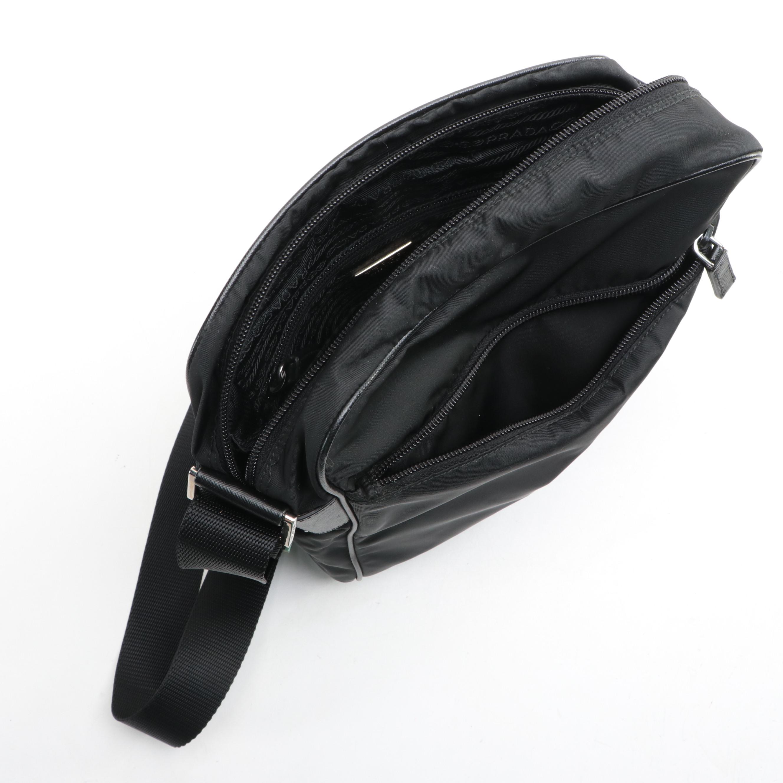 Prada Crossbody Bag in Black Tessuto Nylon and Saffiano Leather