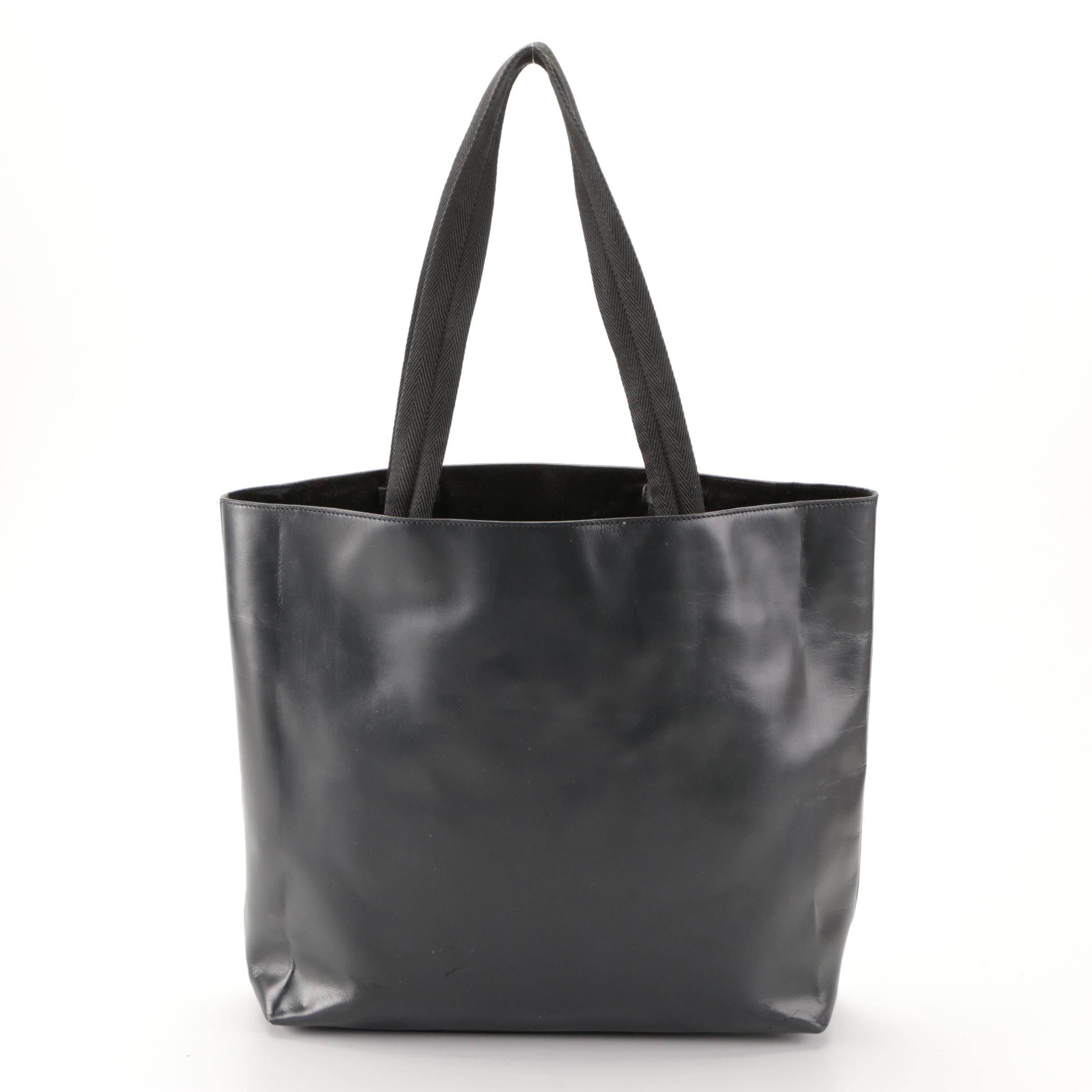 Prada Dark Navy Leather Tote Bag