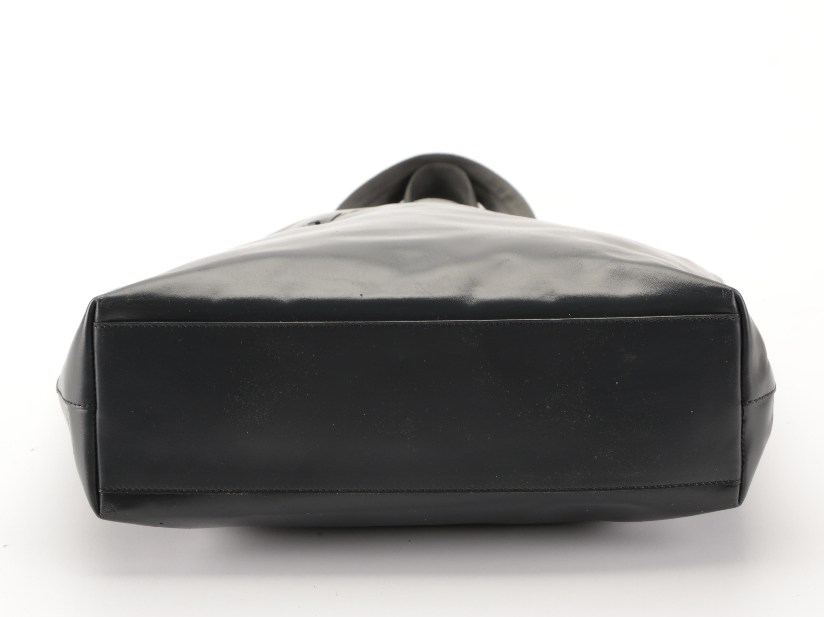 Prada Dark Navy Leather Tote Bag