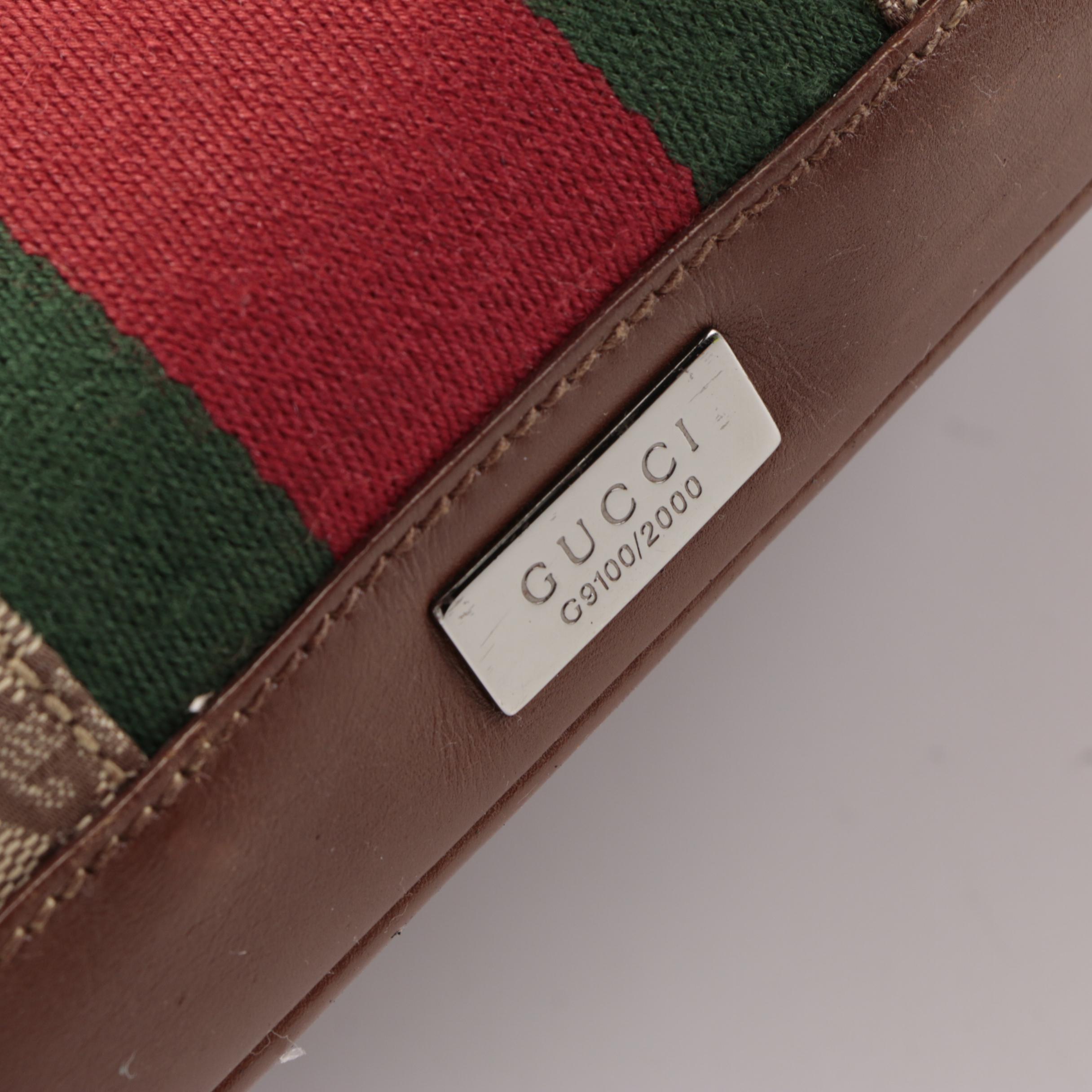 Gucci Toiletry Case in GG Canvas with Web Stripe and Leather Trim
