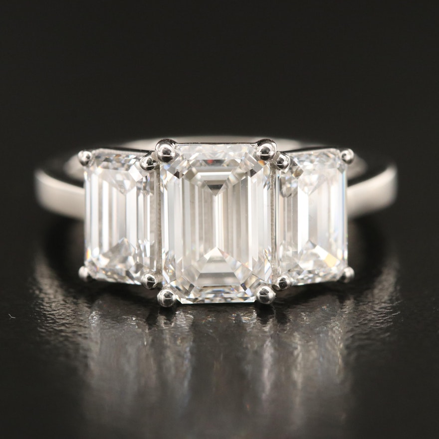 Platinum 4.03 CTW Lab Grown Diamond Ring with IGI Reports