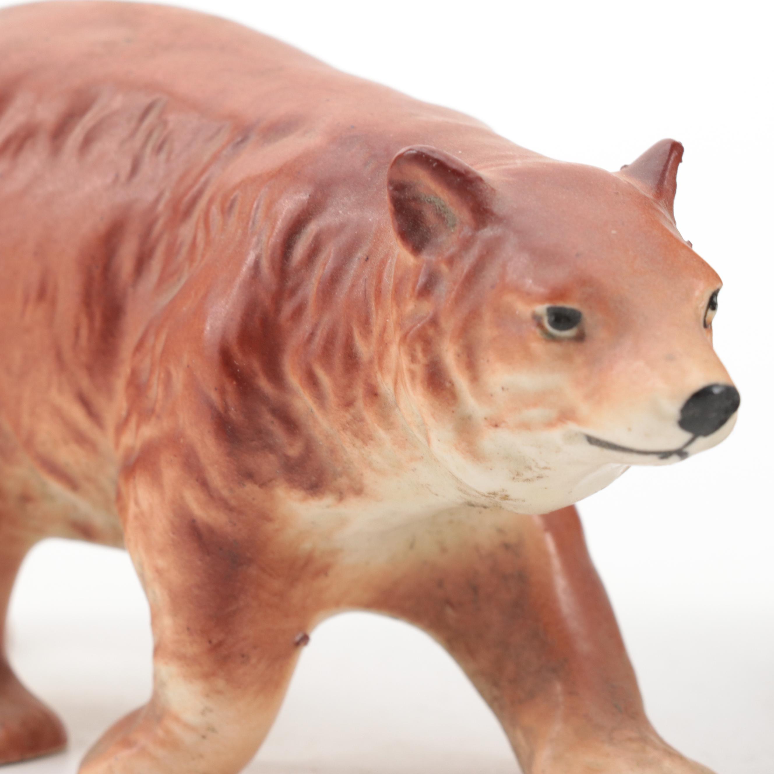 Japanese and Other Ceramic Bear Figurines with Planter, Mid-20th Century