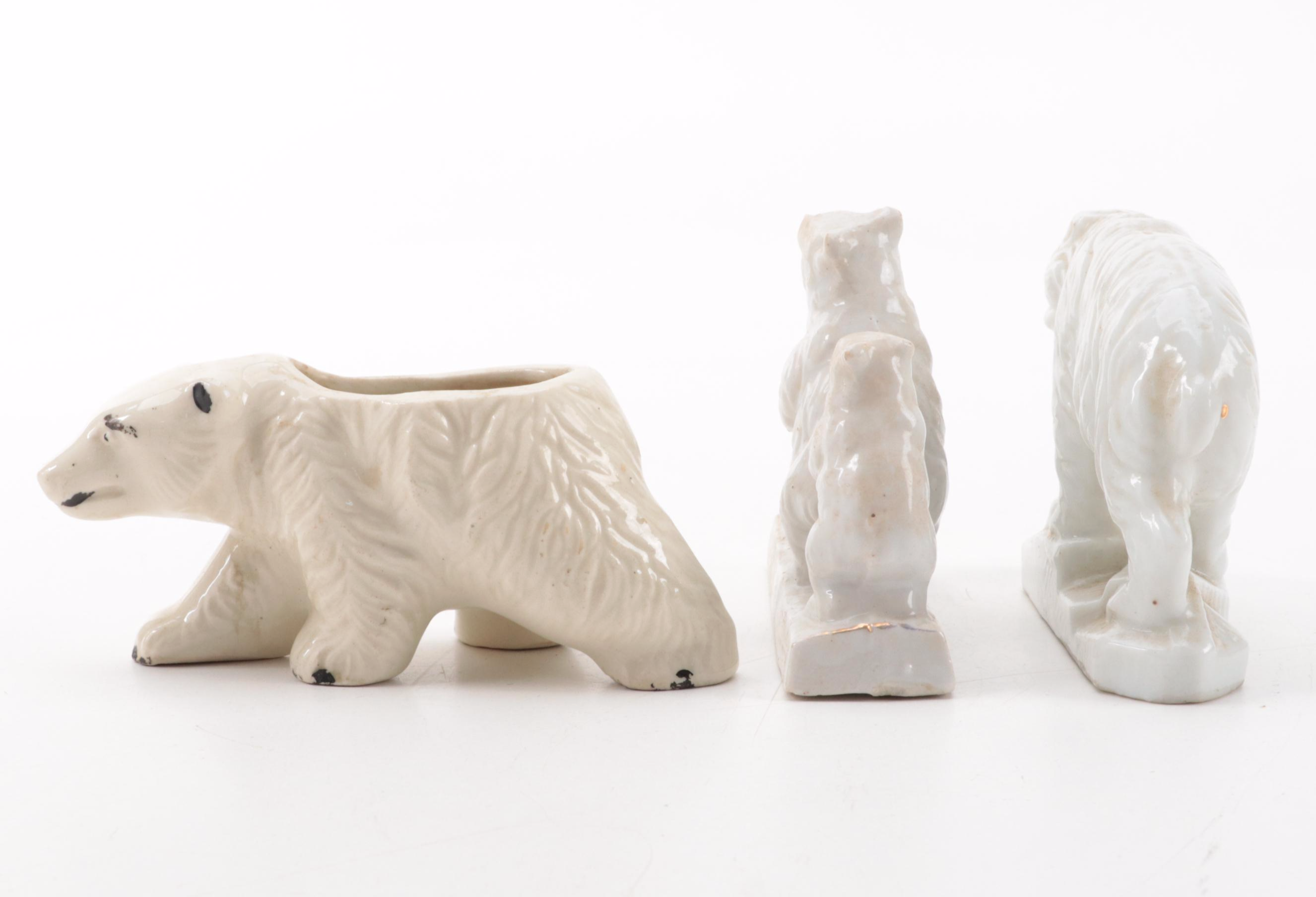 Japanese and Other Ceramic Bear Figurines with Planter, Mid-20th Century