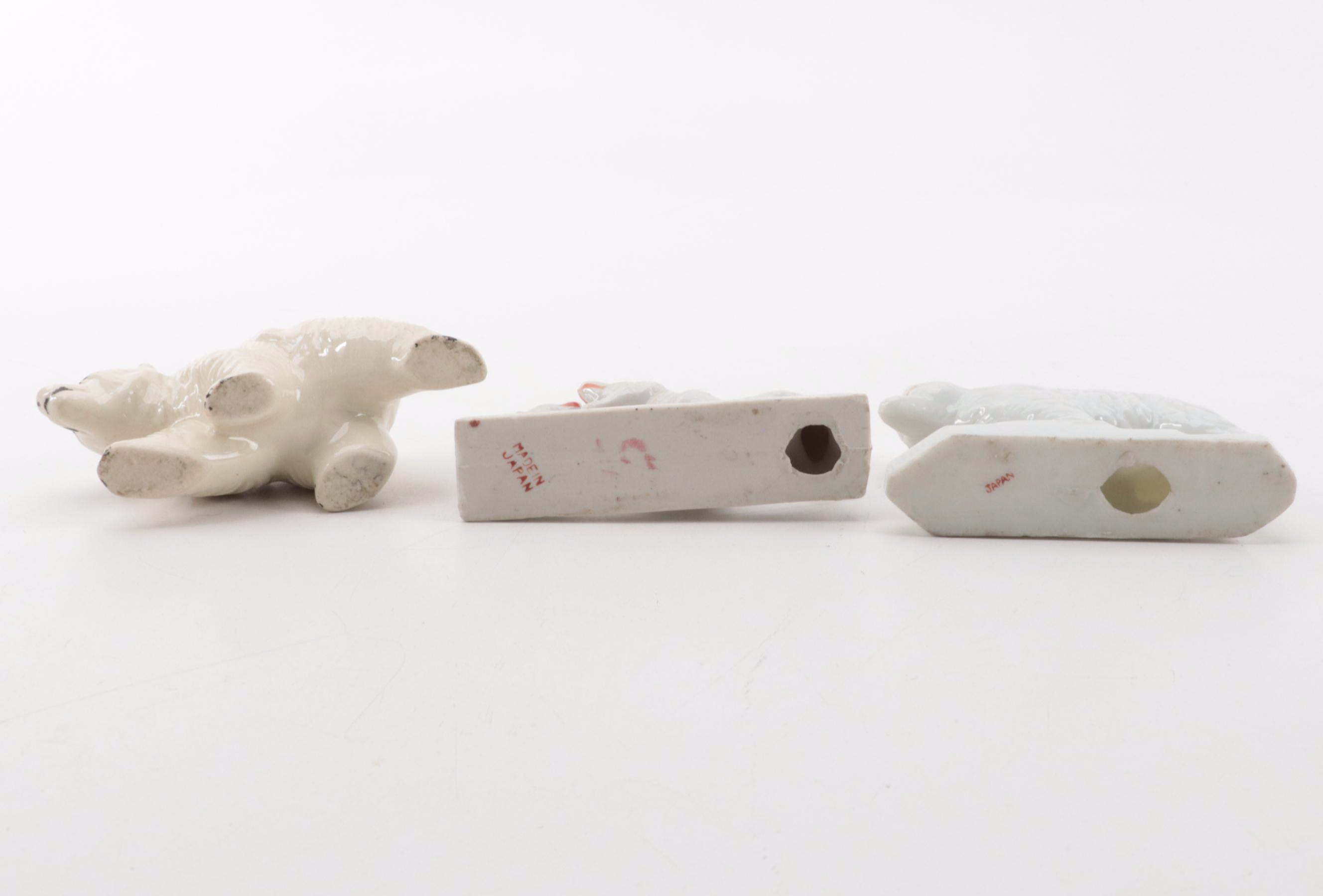 Japanese and Other Ceramic Bear Figurines with Planter, Mid-20th Century