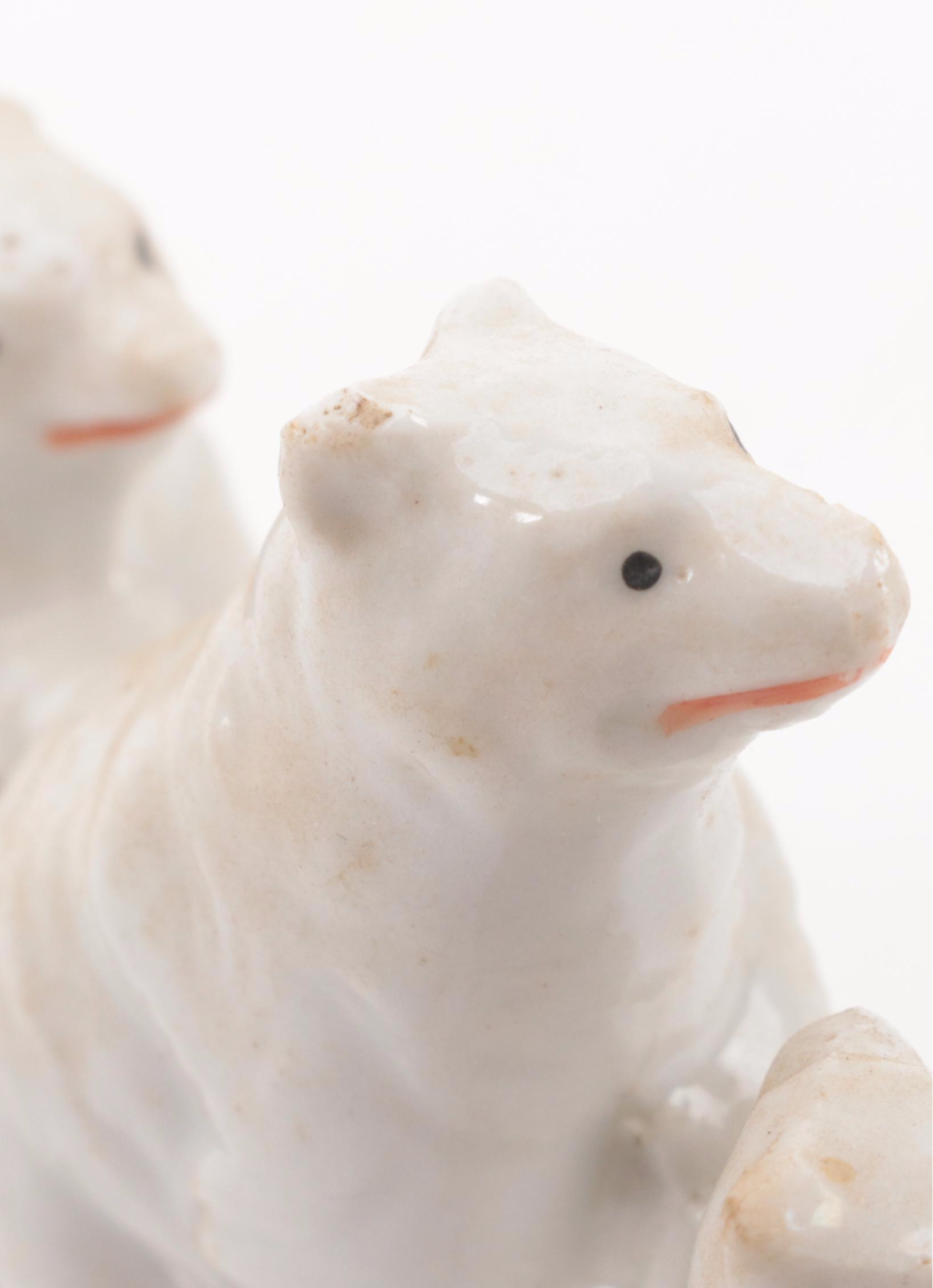 Japanese and Other Ceramic Bear Figurines with Planter, Mid-20th Century