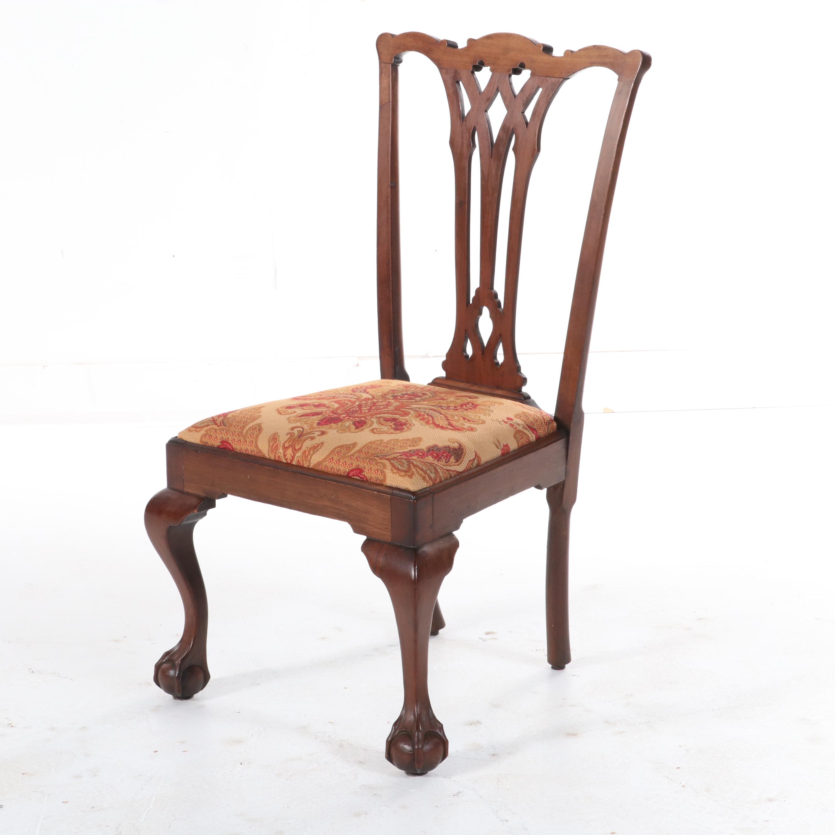Six Chippendale Style Mahogany Dining Chairs, 1940s