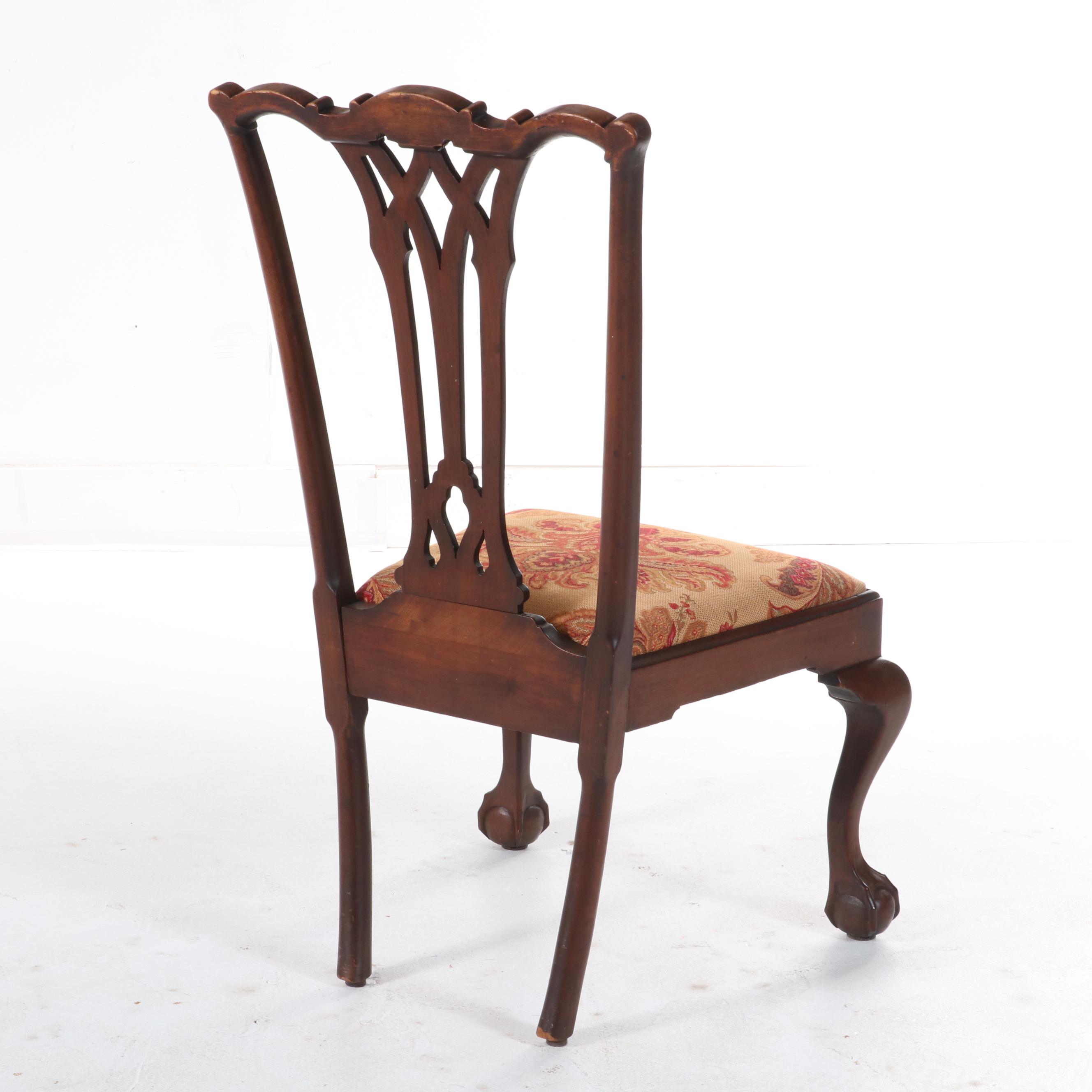 Six Chippendale Style Mahogany Dining Chairs, 1940s