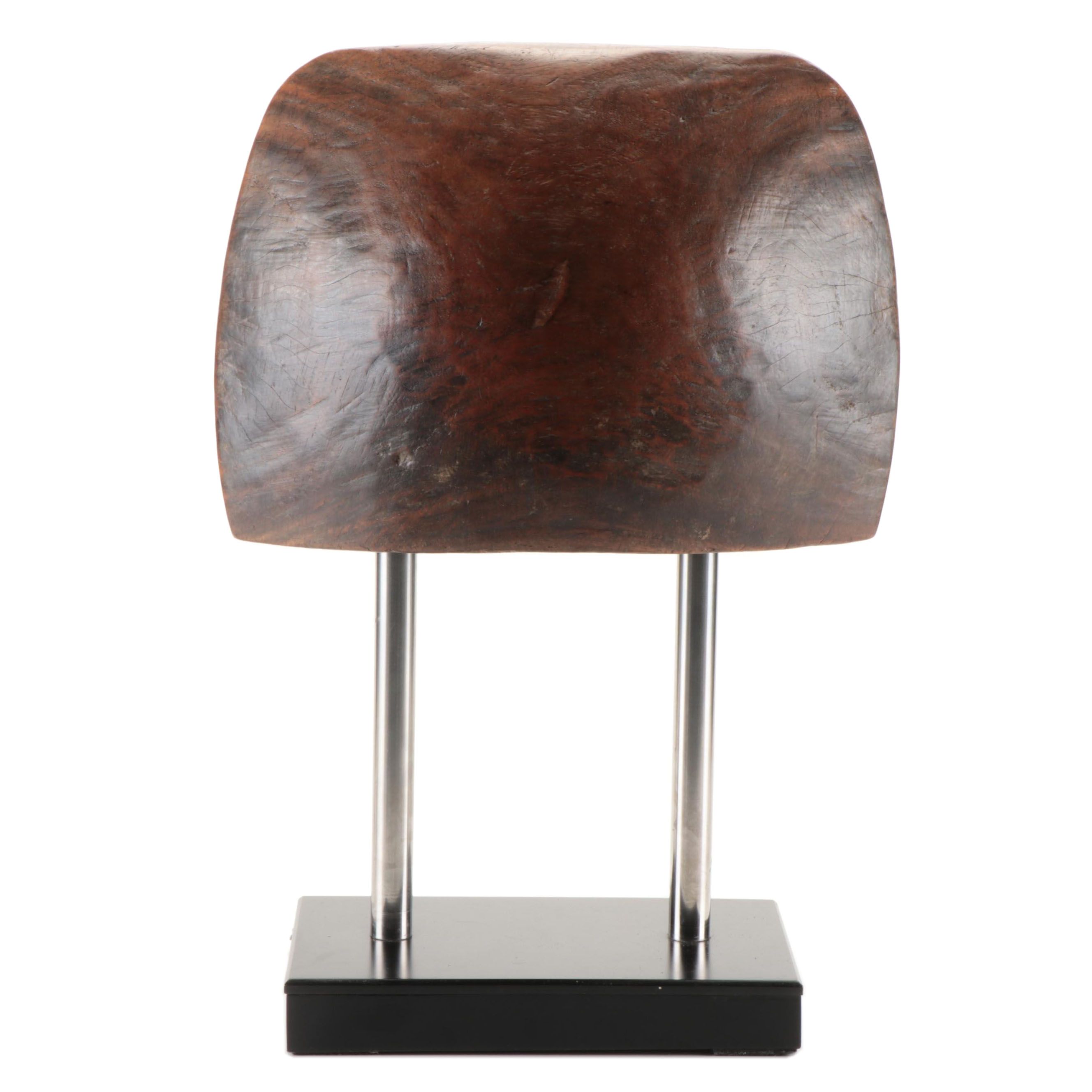 Wooden Shade Modernist Style Sculptural Accent Lamp