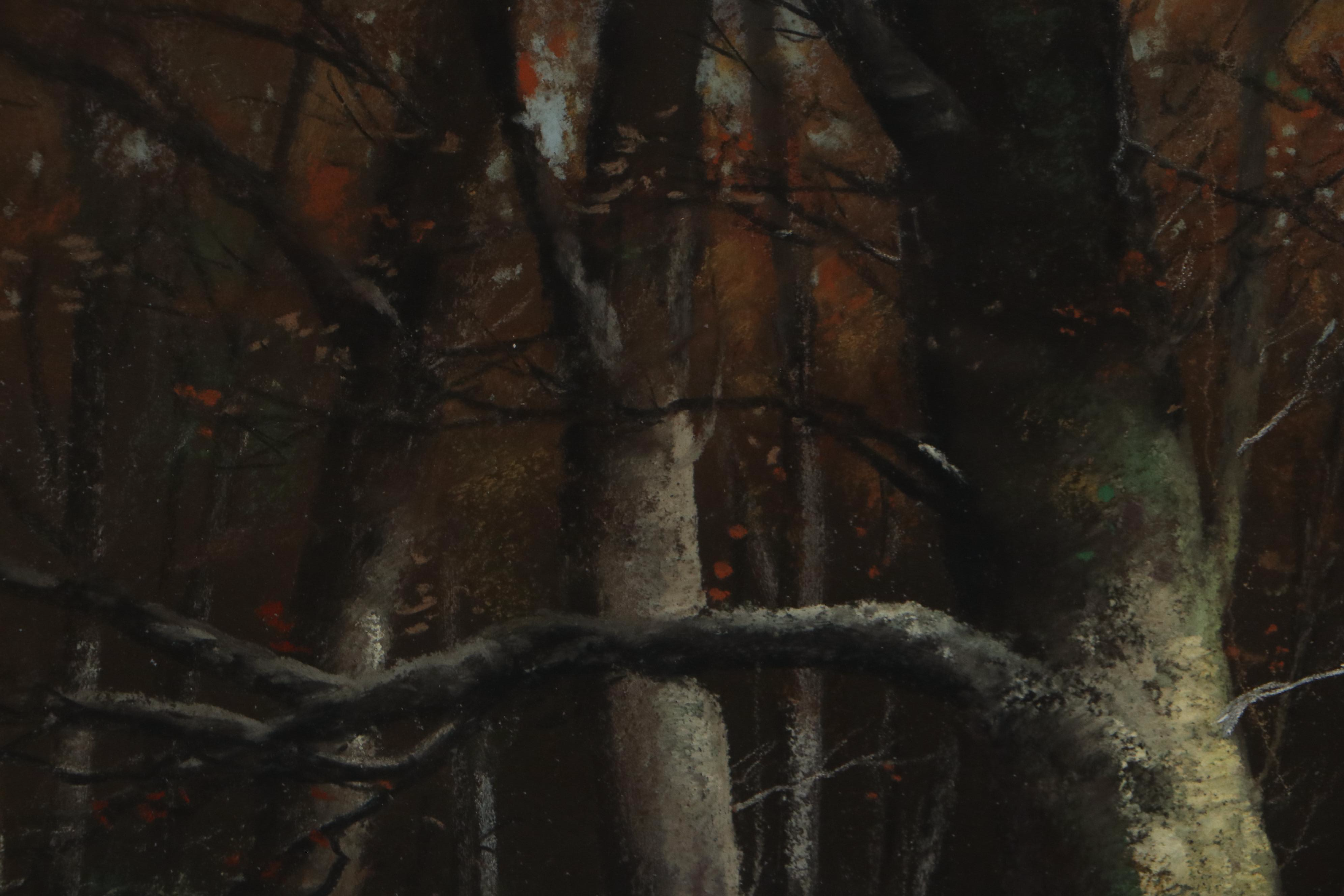 Adolph Schepansky Woodland Landscape Pastel Drawing