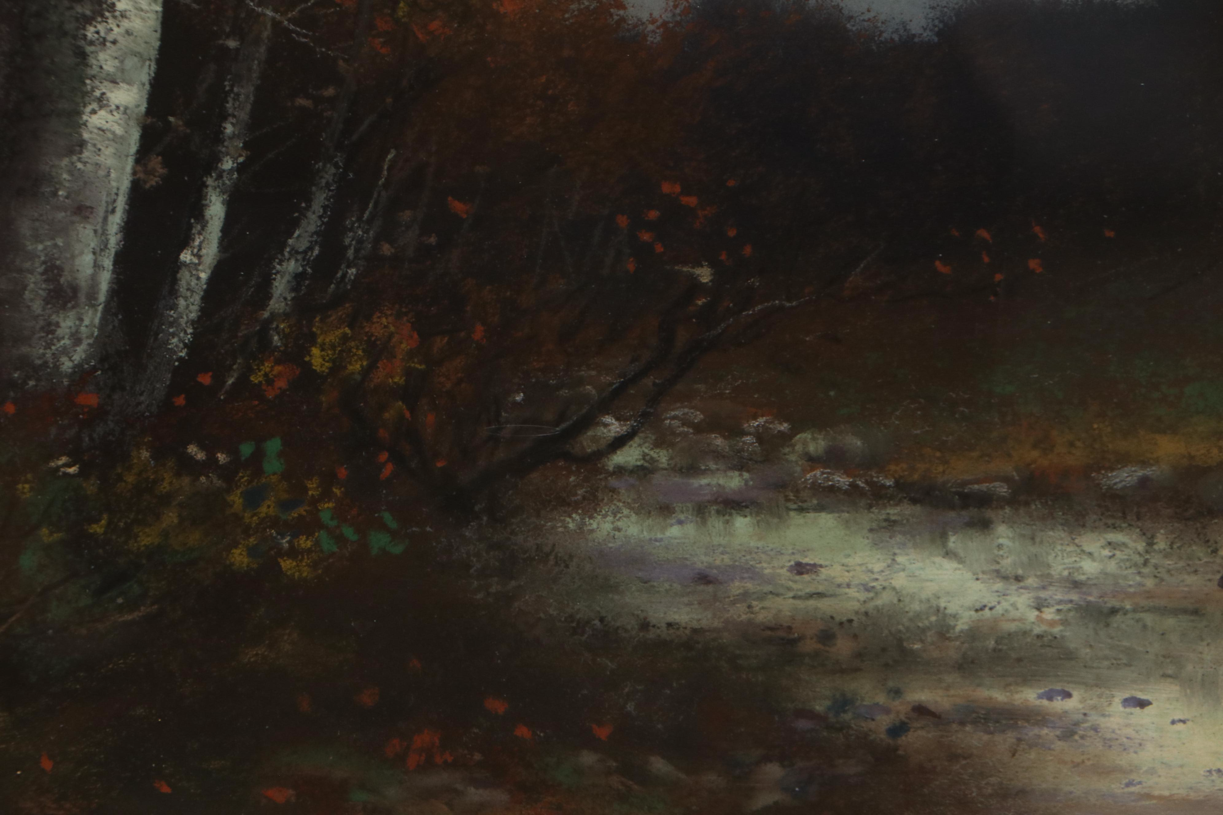 Adolph Schepansky Woodland Landscape Pastel Drawing