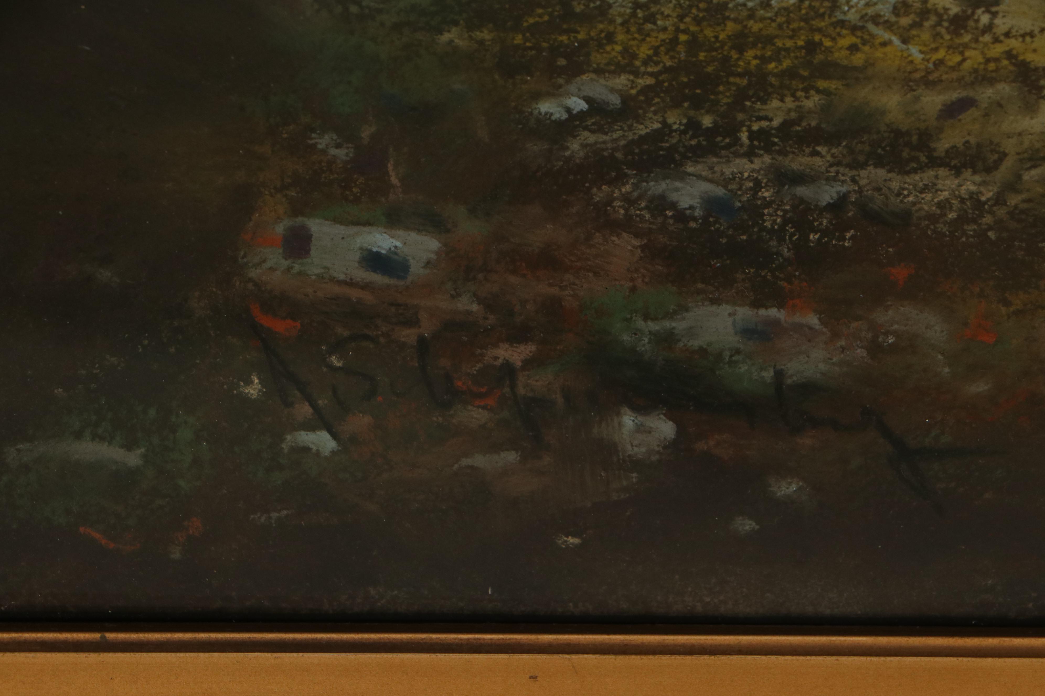 Adolph Schepansky Woodland Landscape Pastel Drawing