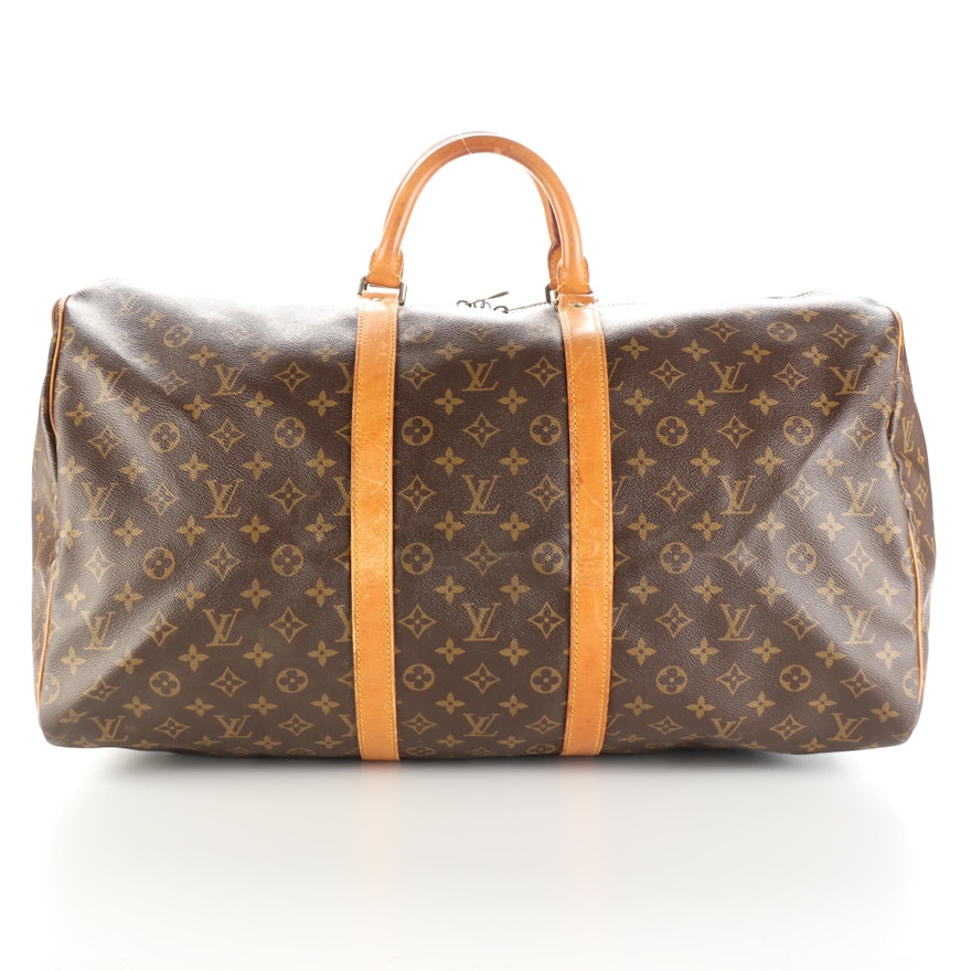 Louis Vuitton Keepall 55 Duffle Bag in Monogram Canvas and Vachetta Leather