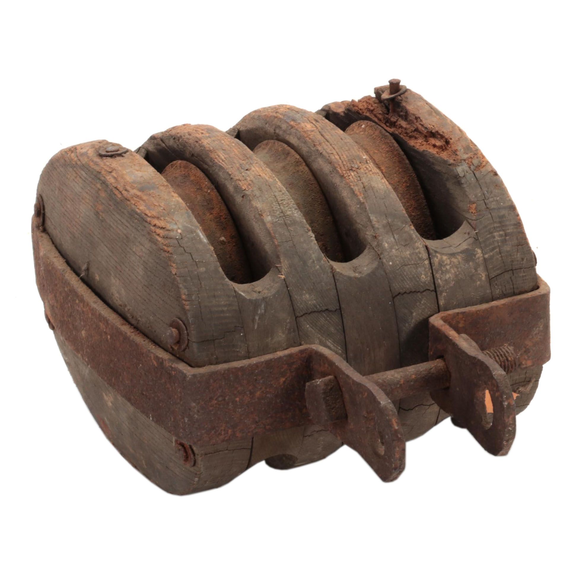 Triple Block Tackle Pulley, Late 19th to Early 20th Century