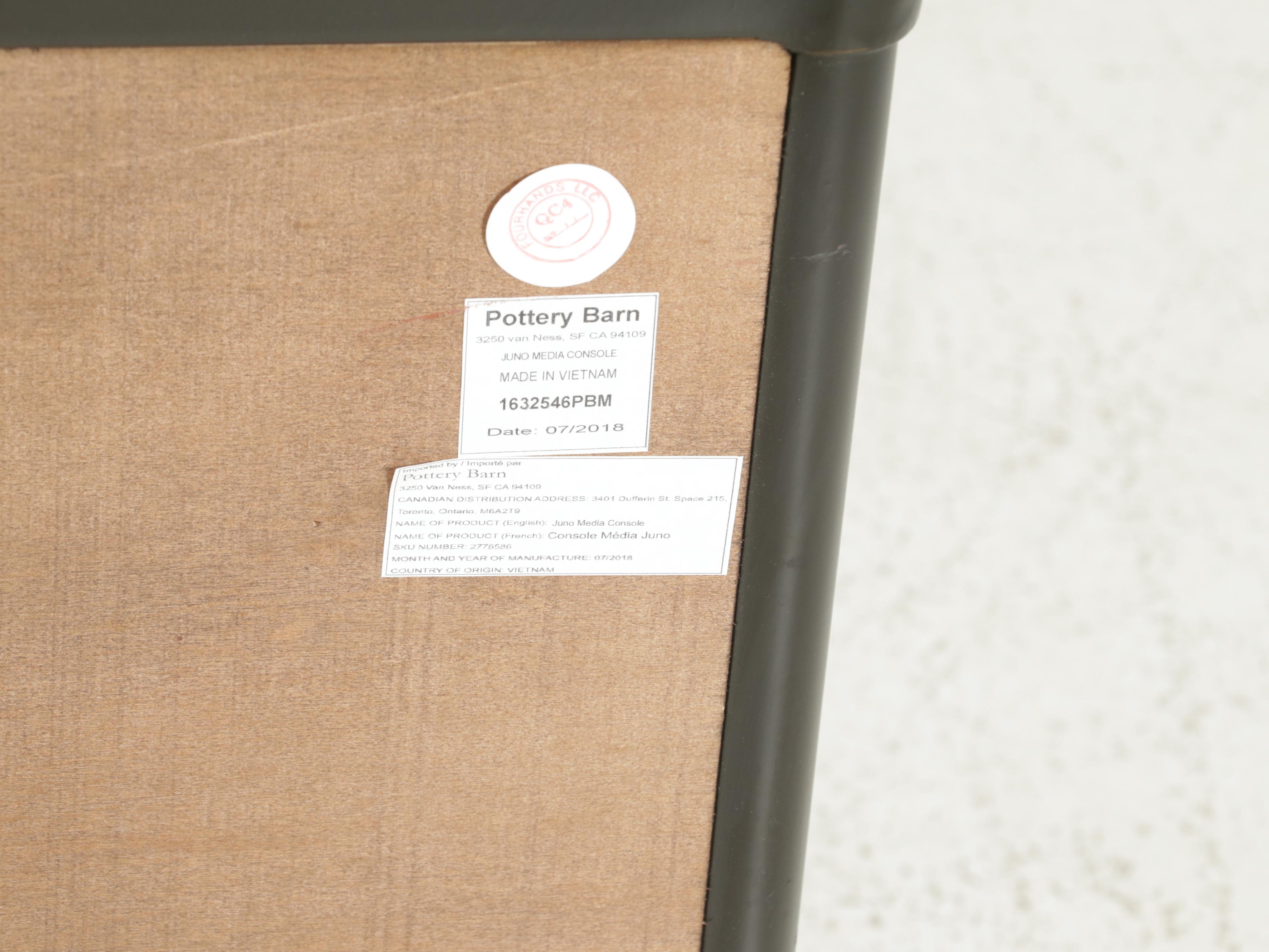 Pottery Barn Rustic Metal and Wood Media Stand, 21st Century