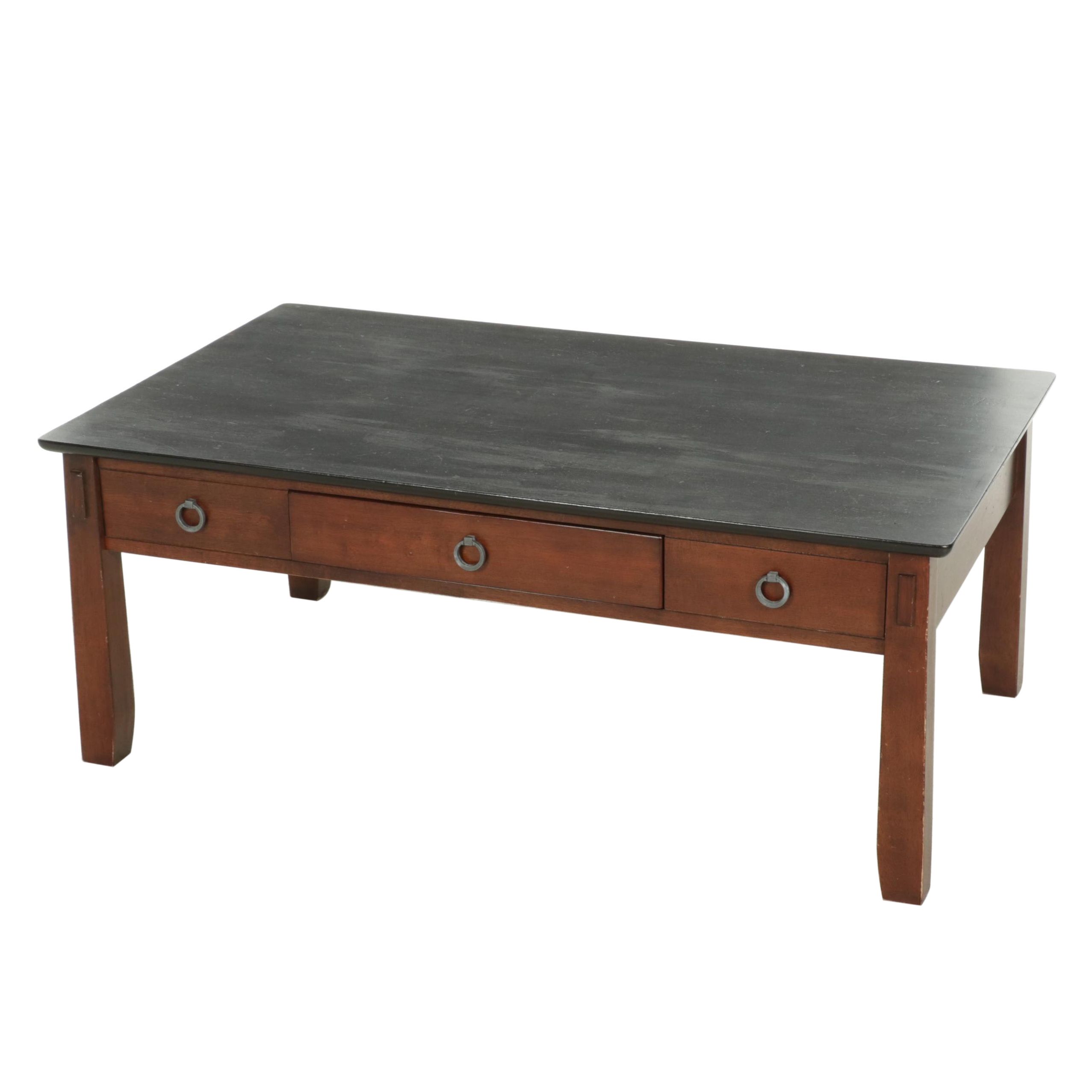 American Signature Single-Drawer Coffee Table with Ebonized Wood Top