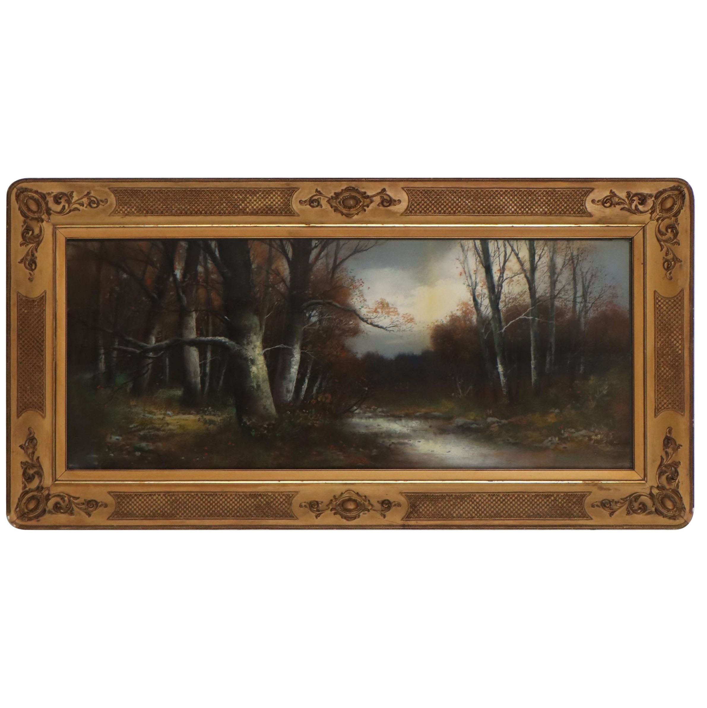 Adolph Schepansky Woodland Landscape Pastel Drawing