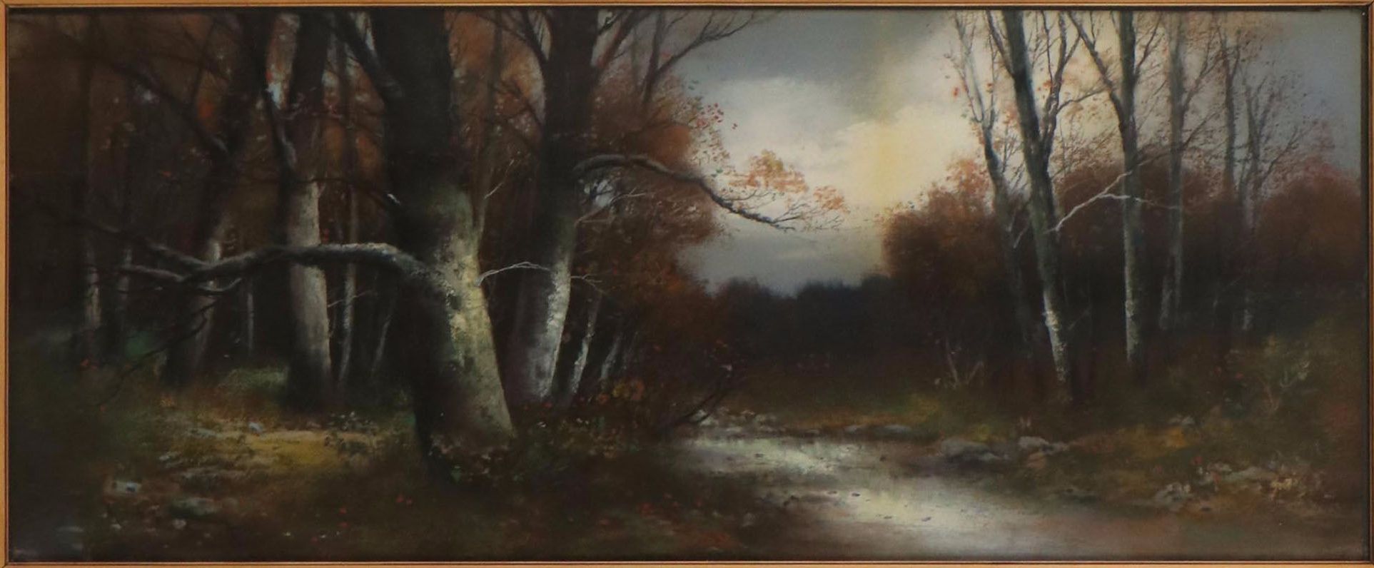 Adolph Schepansky Woodland Landscape Pastel Drawing