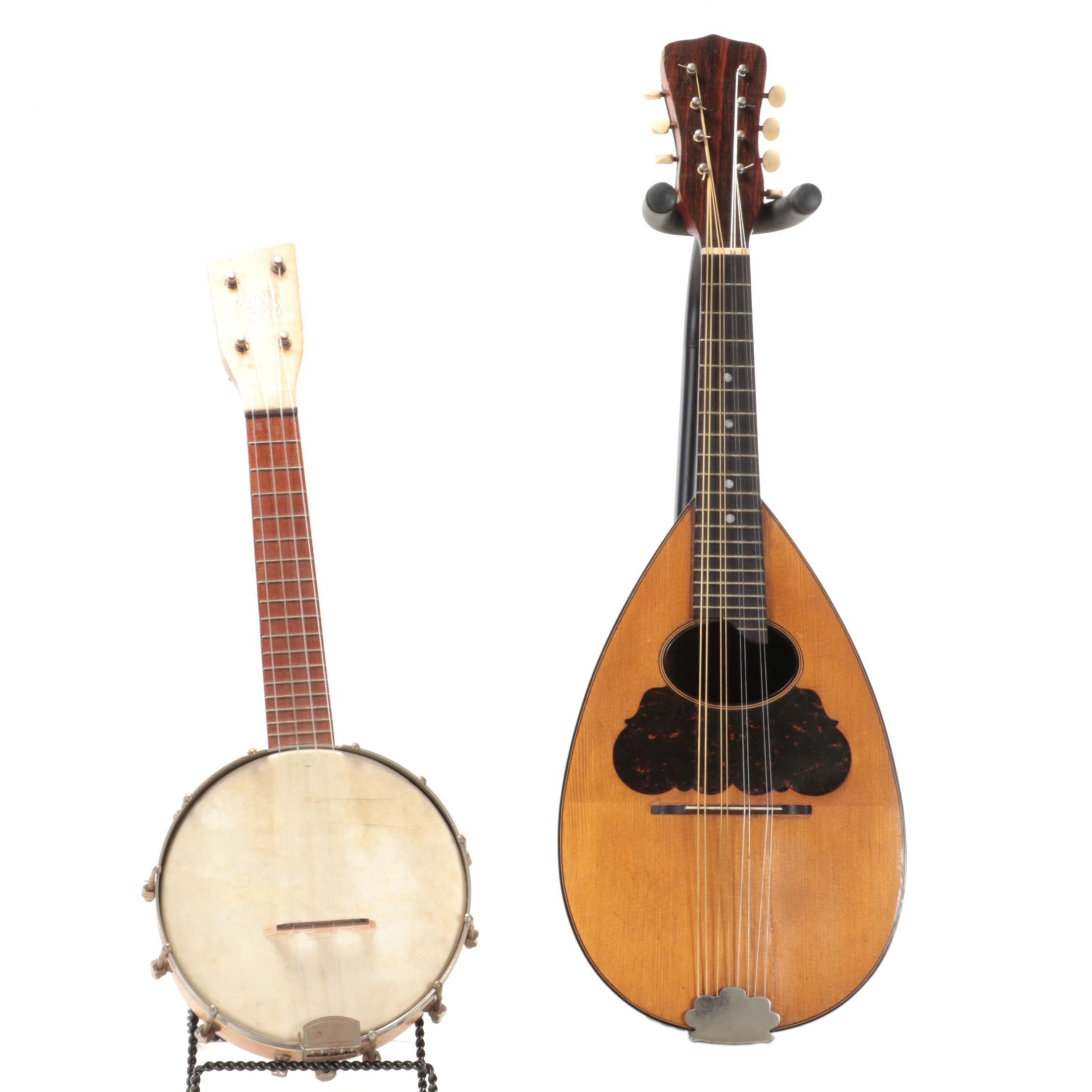 Slingerland Maybell Banjo Ukulele and Washburn Bowlback Mandolin, Early 20th C