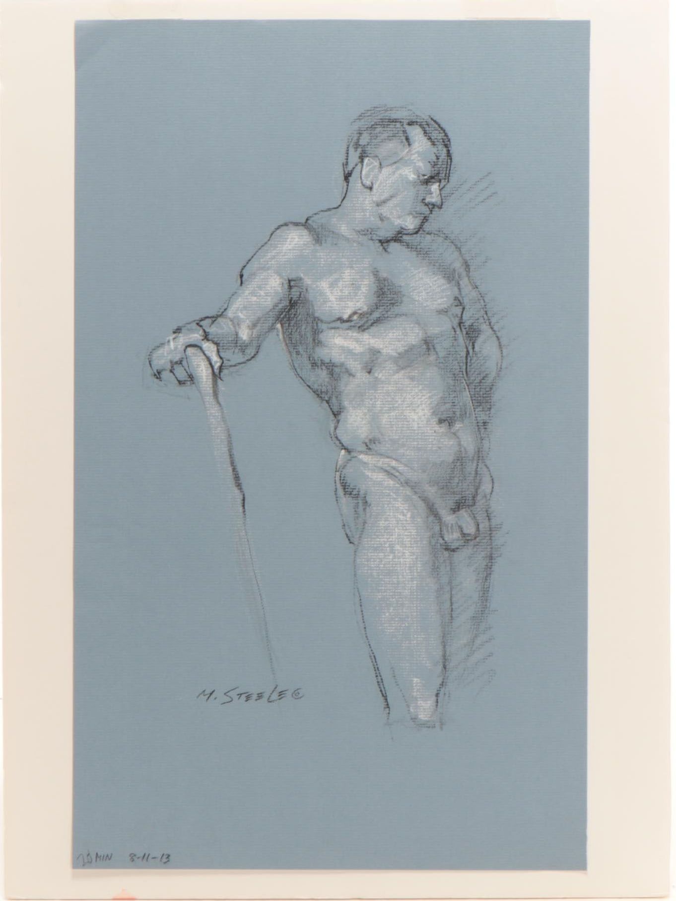 Marlene Steele Mixed Media Sketch of a Male Nude, 2013