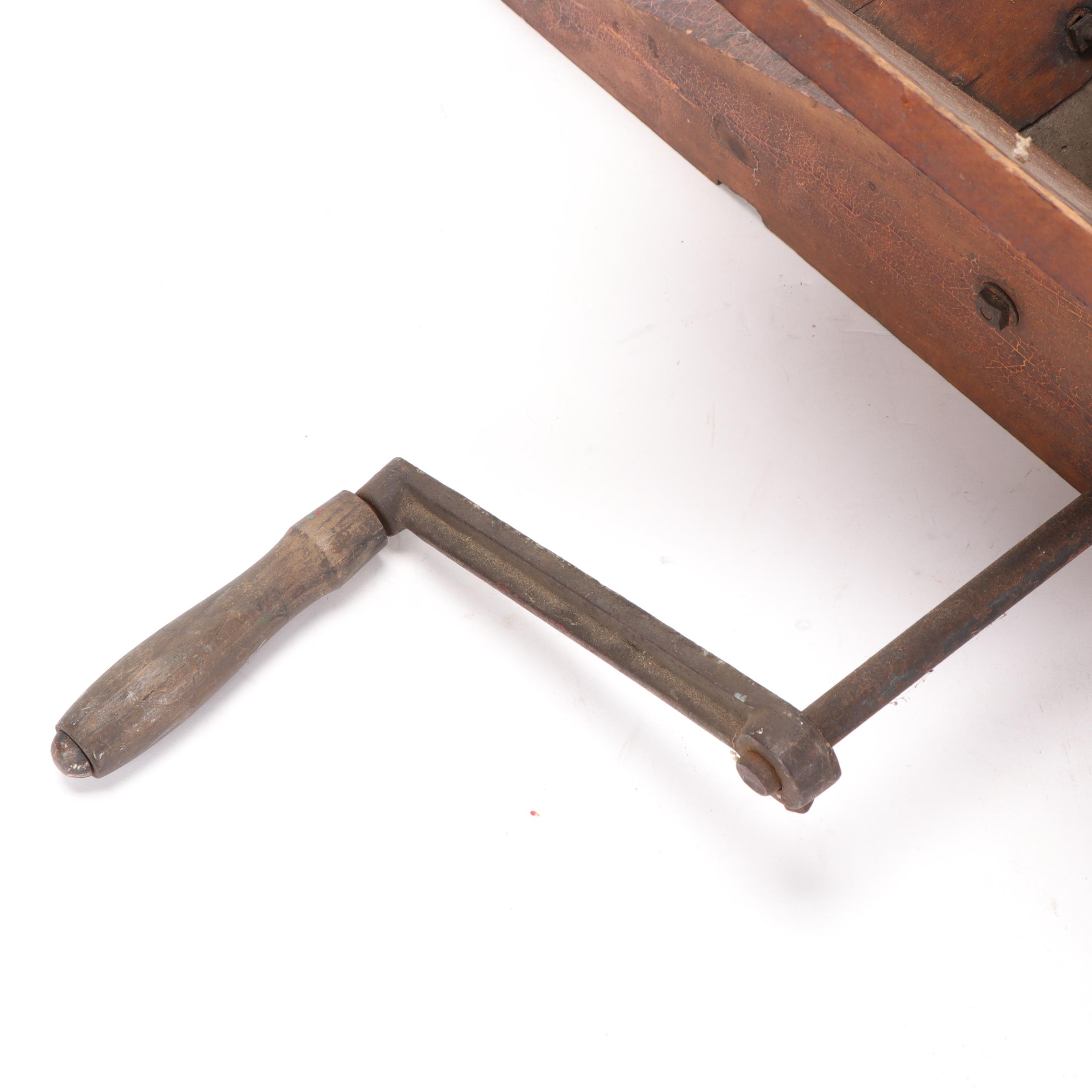 Hoosier Wood and Metal Tabletop Fruit Crusher, Early to Mid 20th Century