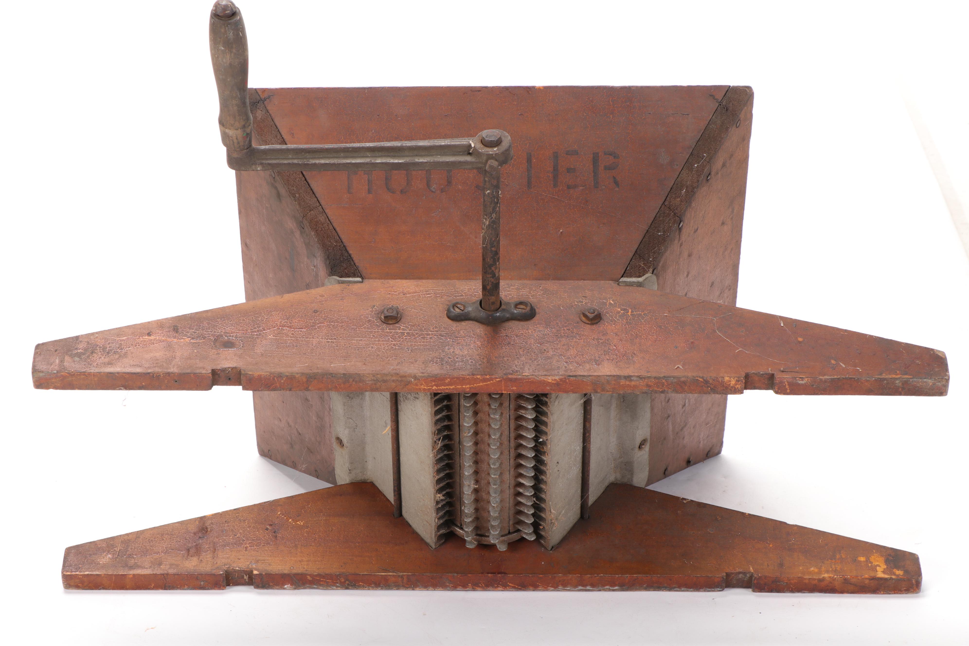 Hoosier Wood and Metal Tabletop Fruit Crusher, Early to Mid 20th Century