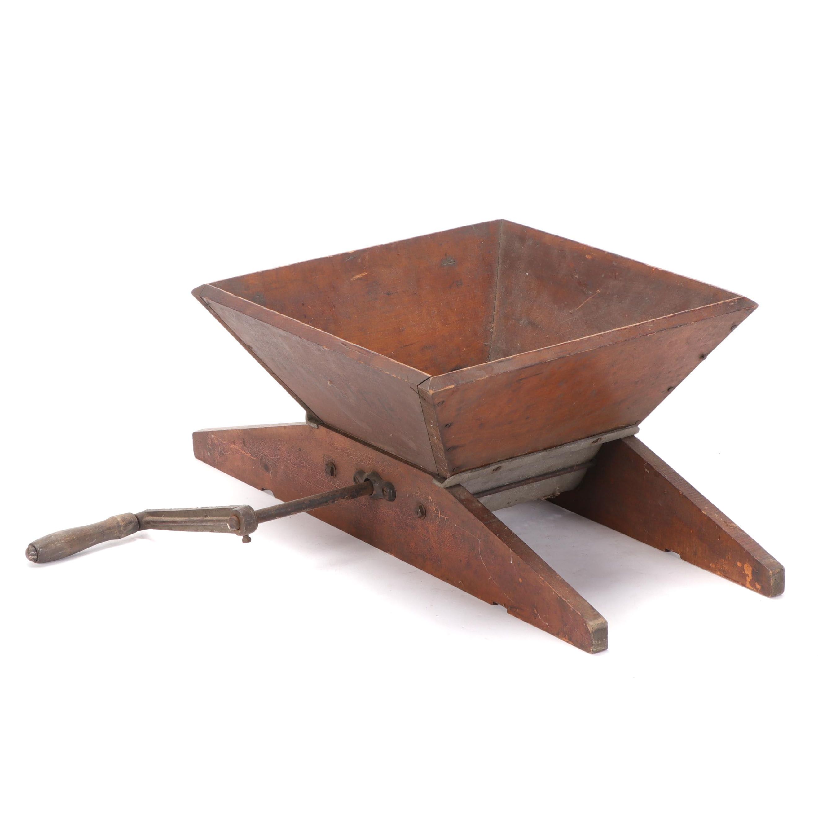 Hoosier Wood and Metal Tabletop Fruit Crusher, Early to Mid 20th Century