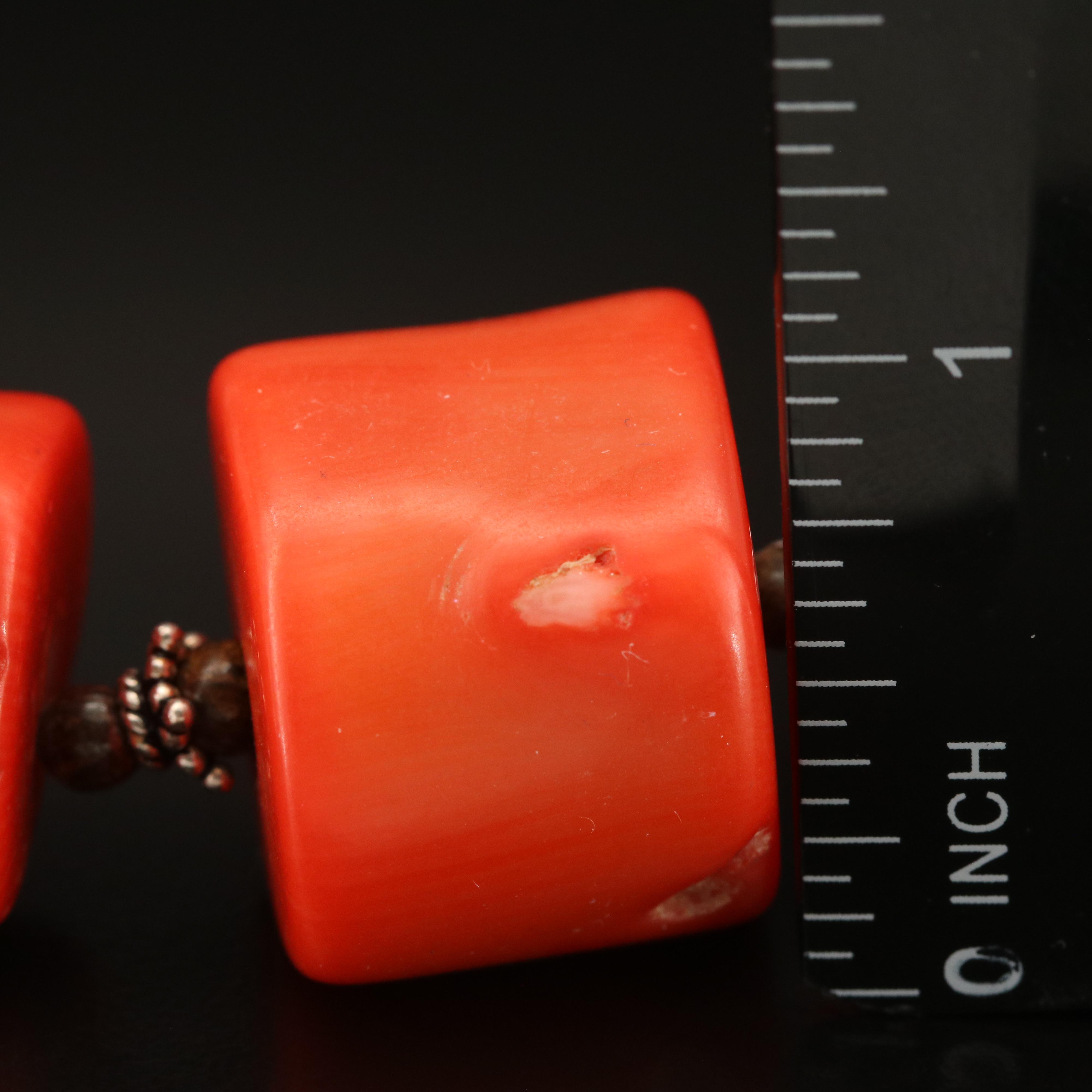 Sterling Coral, Quartzite and Tiger Iron Bead Necklace