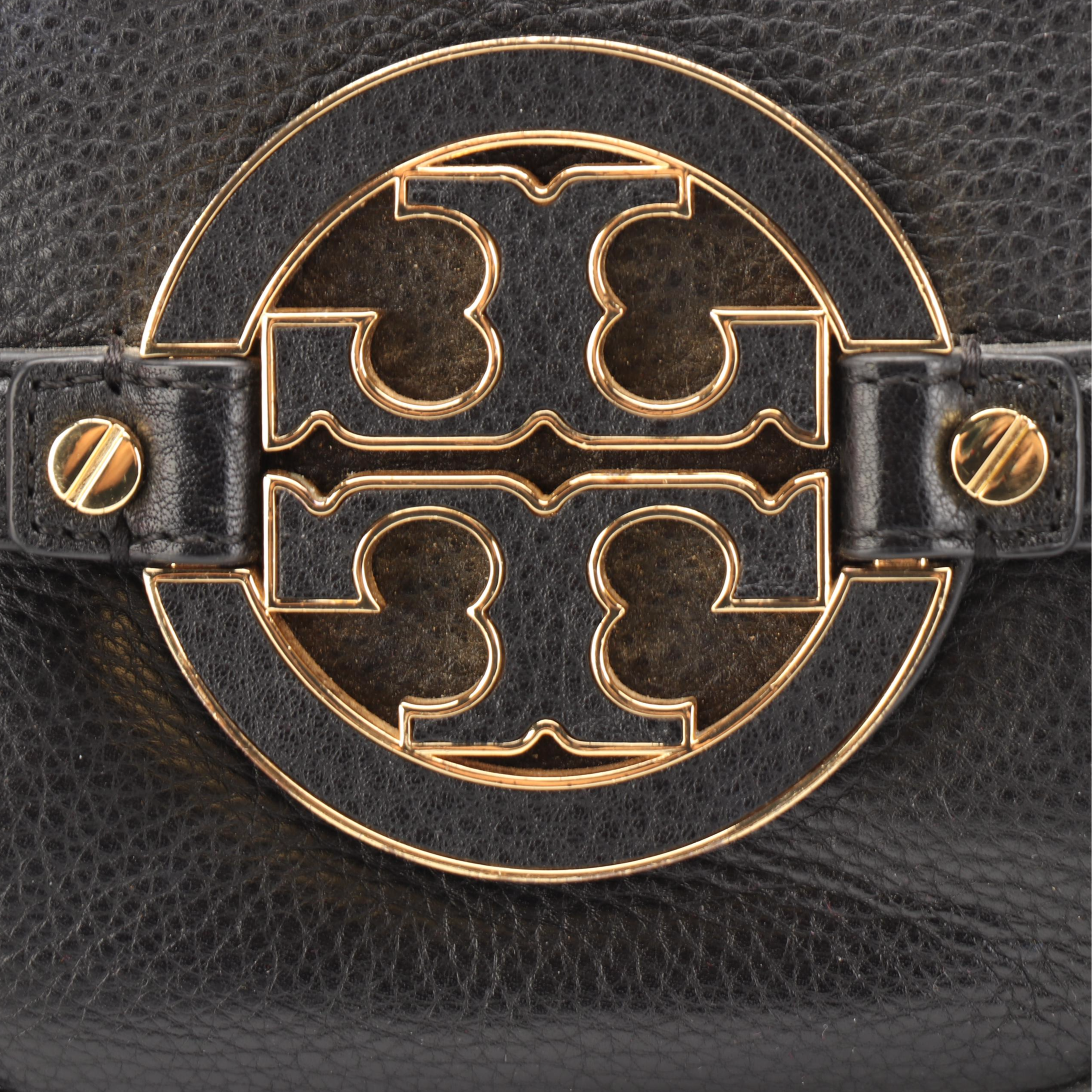 Tory Burch Amanda Convertible Tote in Black Grainy Leather with Detachable Strap