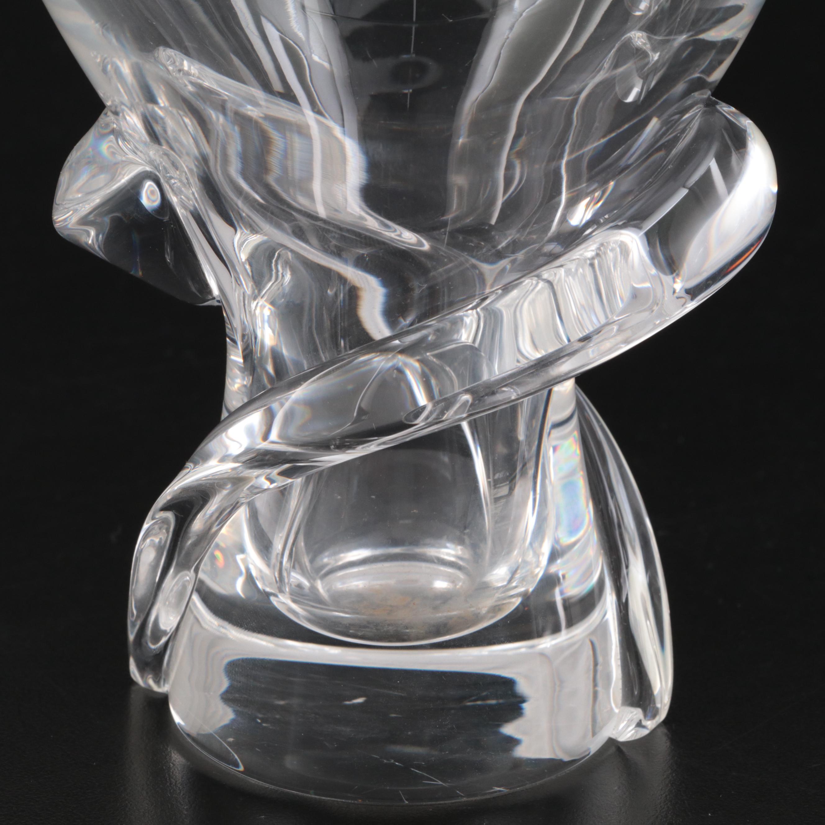 Steuben Art Glass "Spiral" Crystal Vase Designed by Donald Pollard