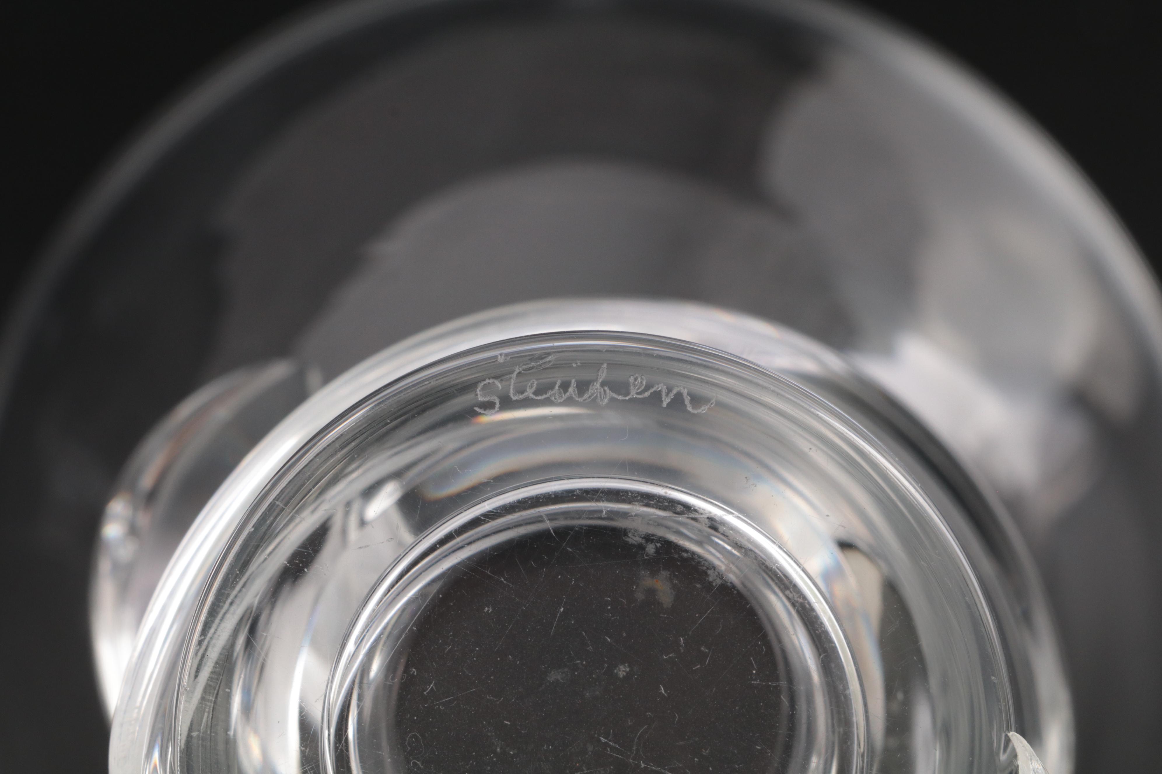 Steuben Art Glass "Spiral" Crystal Vase Designed by Donald Pollard