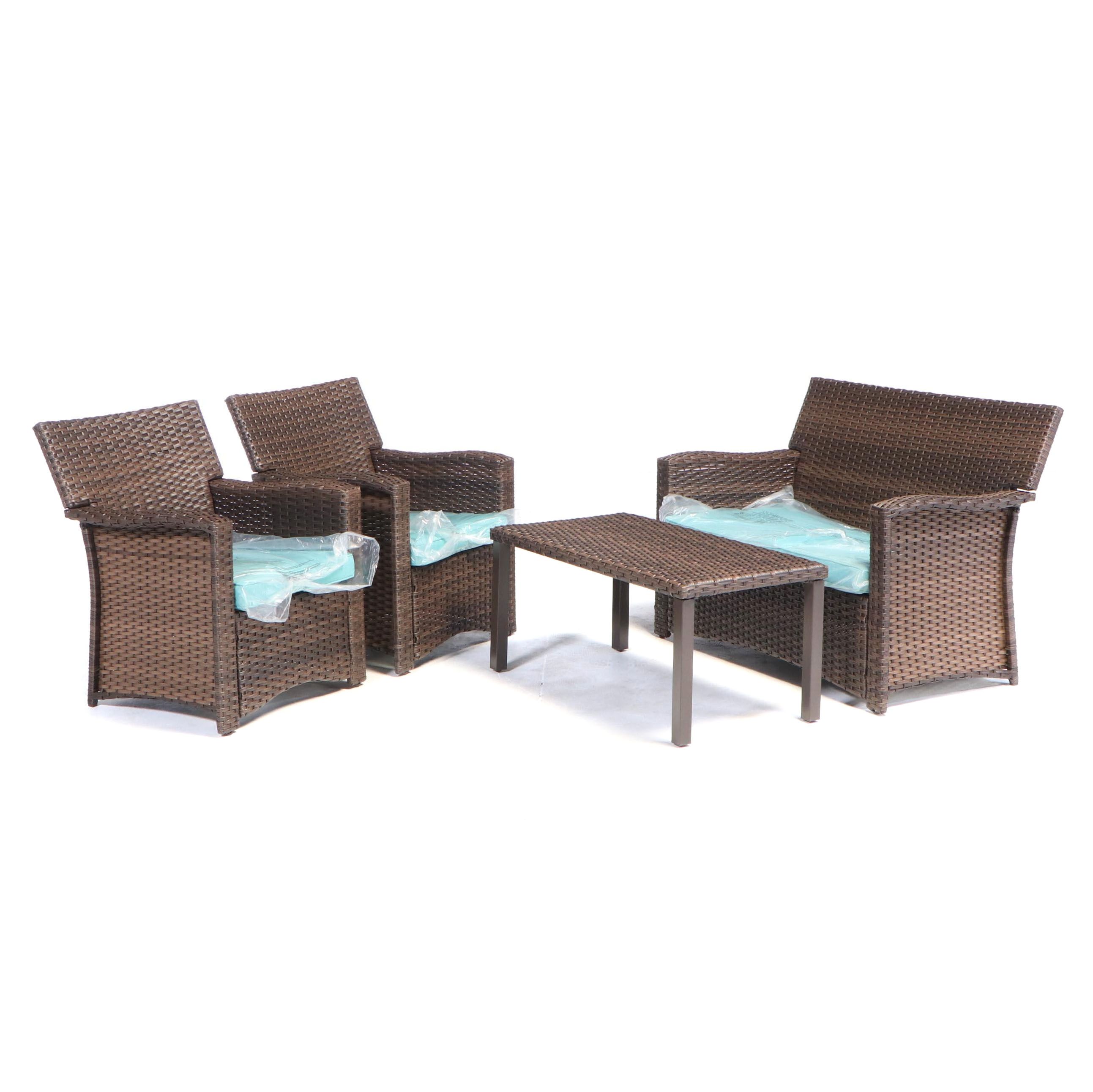 Threshold Halsted 4-Piece Brown Resin Wicker Conversation Set