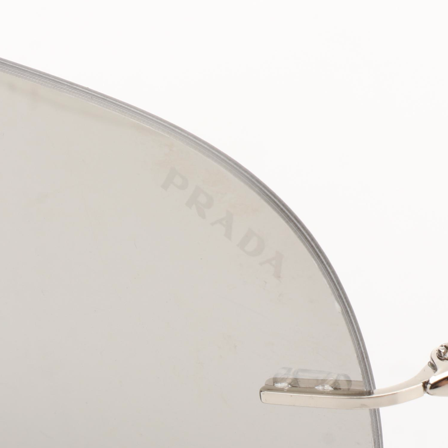 Prada Linea Rossa SPS 50P Semi-Rimless Aviator Sunglasses with Mirrored Lenses