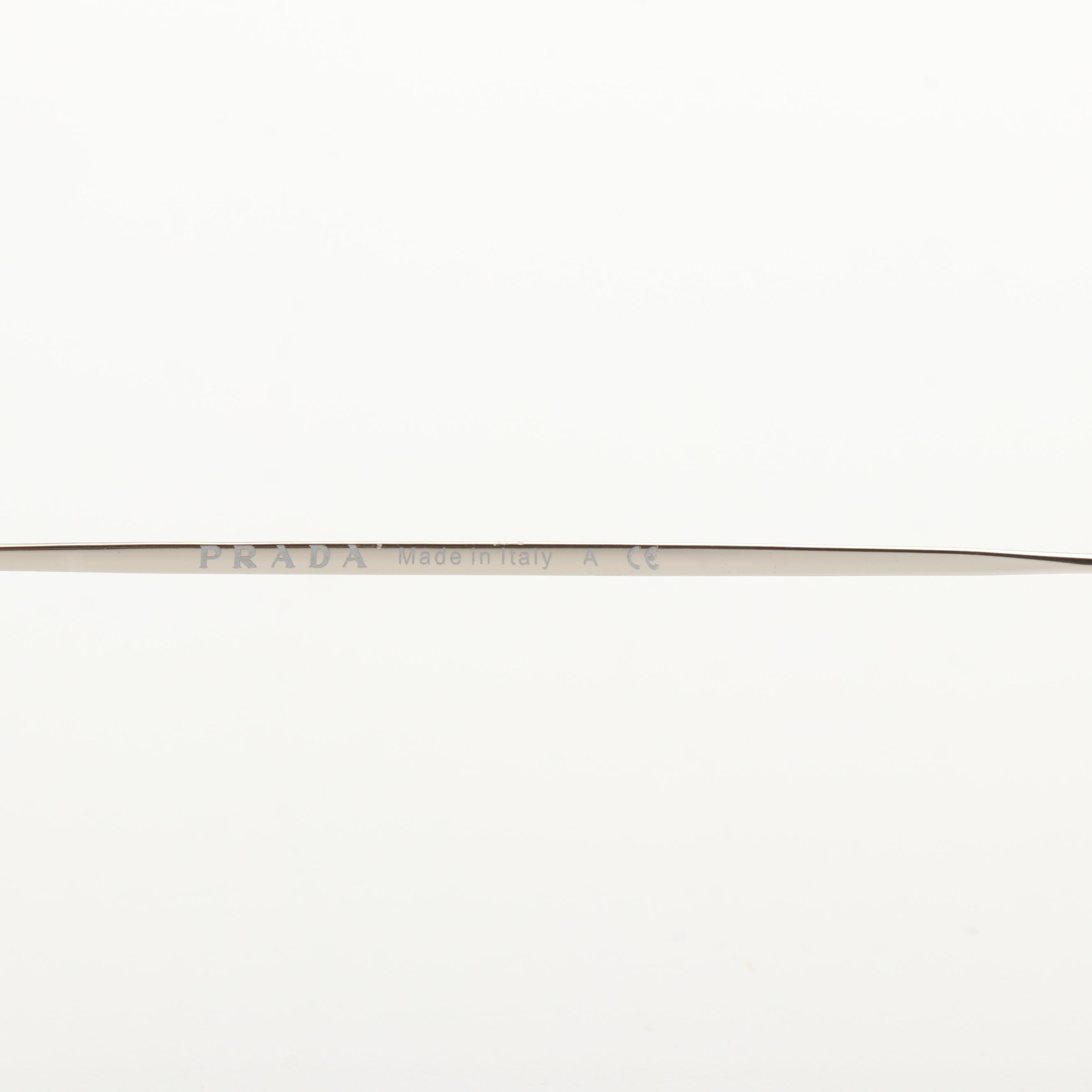 Prada Linea Rossa SPS 50P Semi-Rimless Aviator Sunglasses with Mirrored Lenses