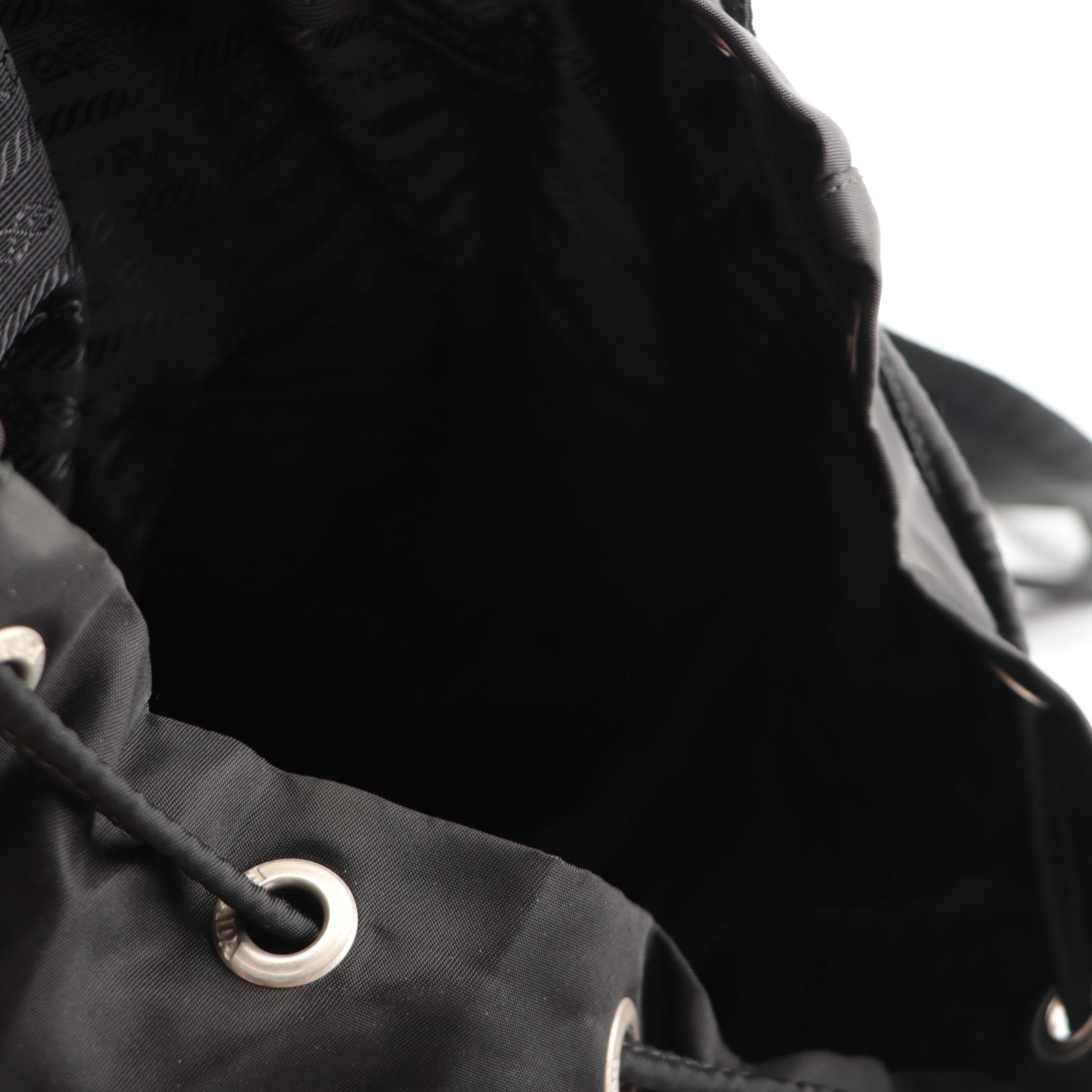 Prada Black Nylon and Patent Leather Backpack