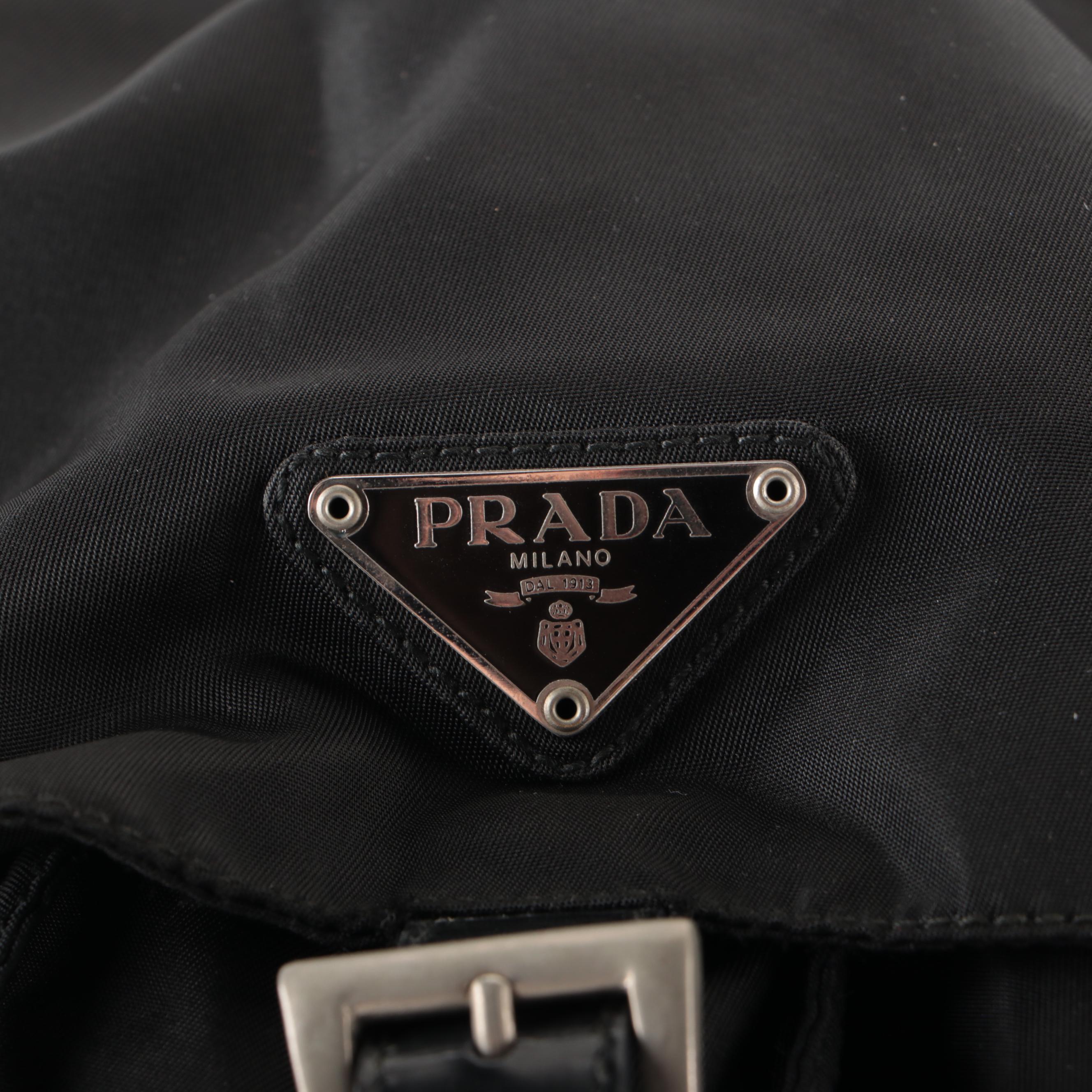 Prada Black Nylon and Patent Leather Backpack