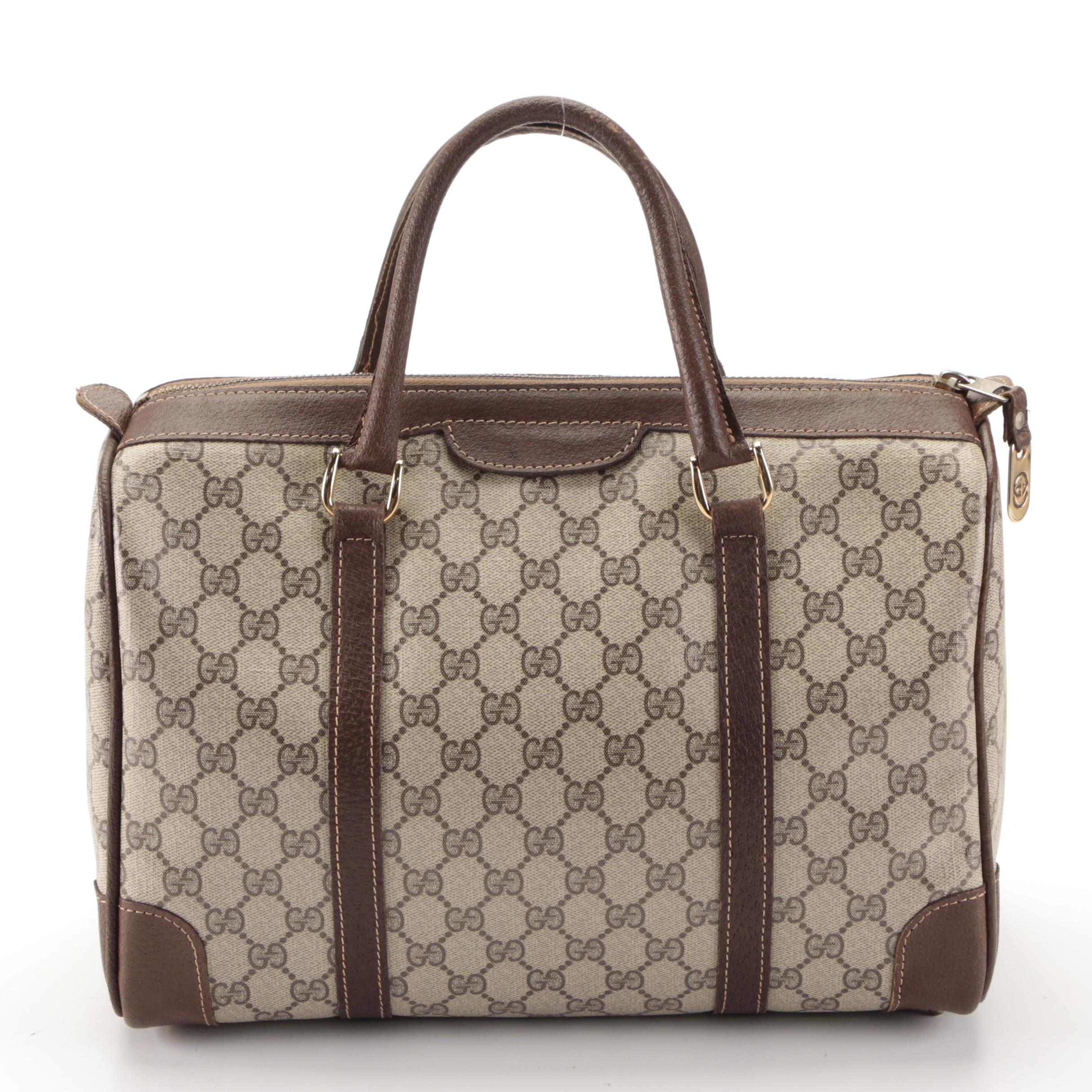 Gucci Boston Bag in GG Supreme Canvas and Leather Trim, Vintage