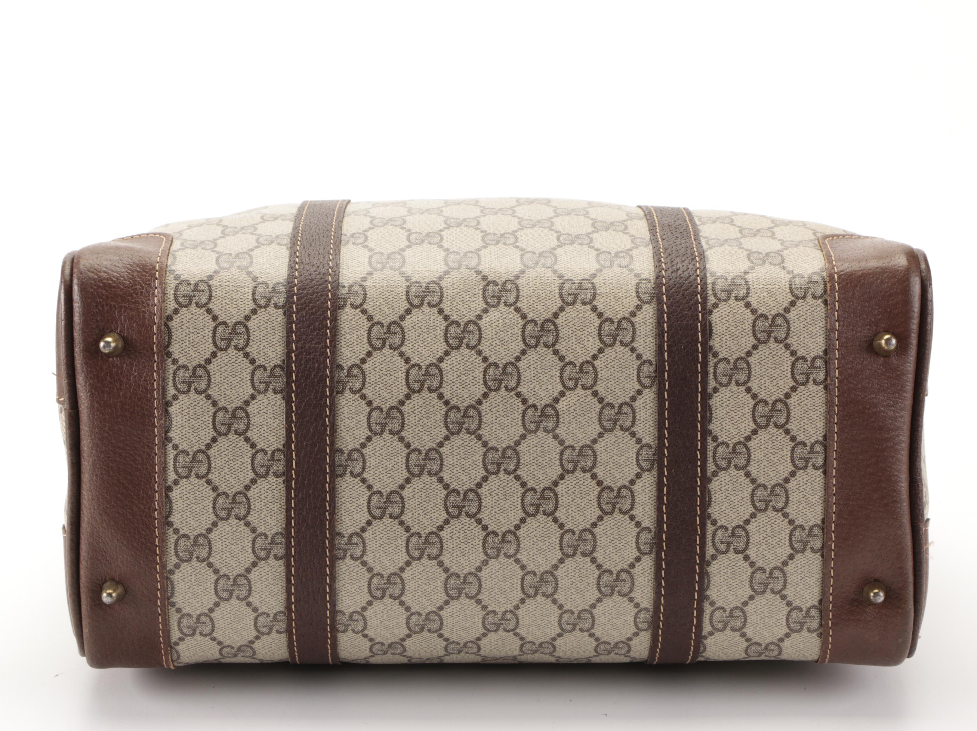 Gucci Boston Bag in GG Supreme Canvas and Leather Trim, Vintage