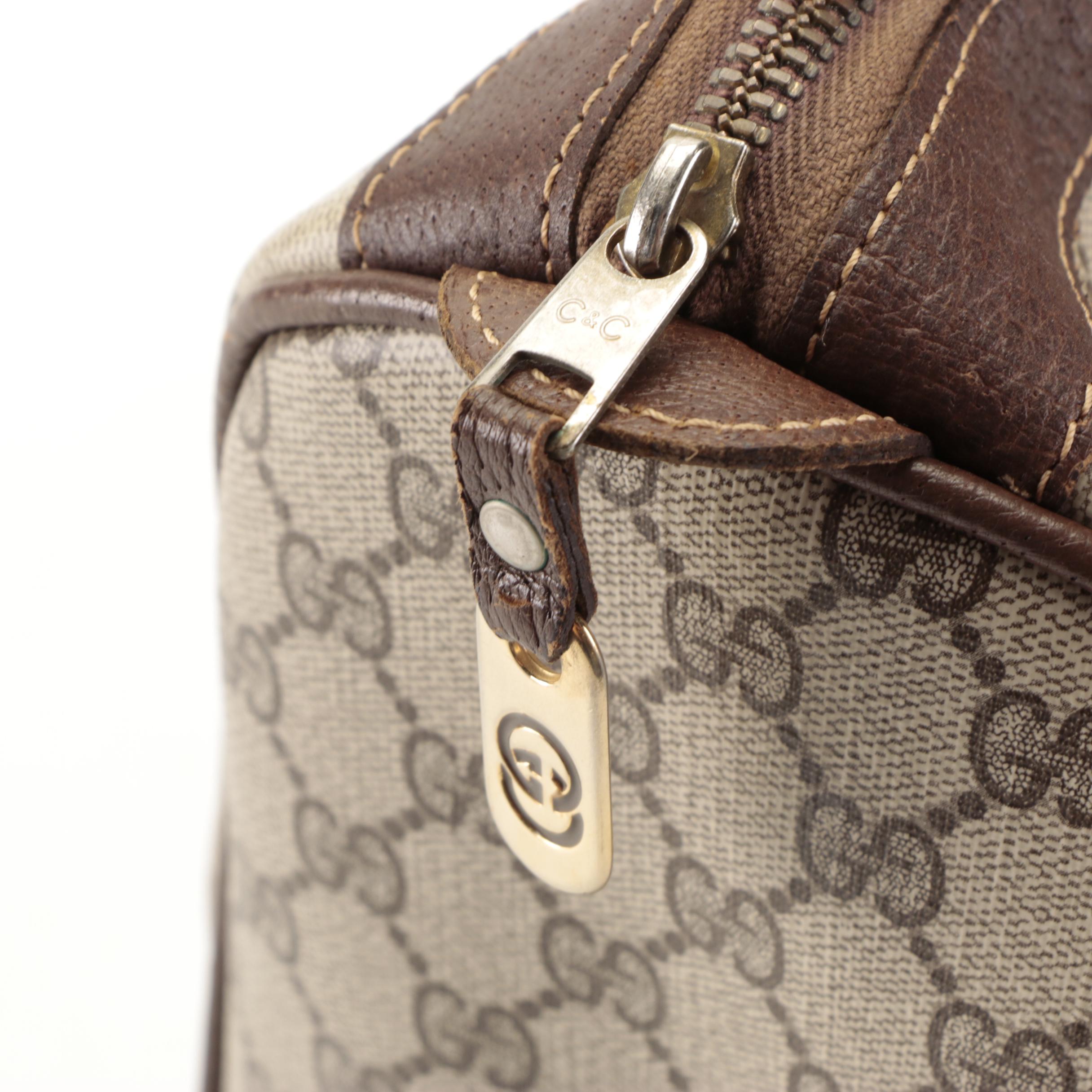 Gucci Boston Bag in GG Supreme Canvas and Leather Trim, Vintage