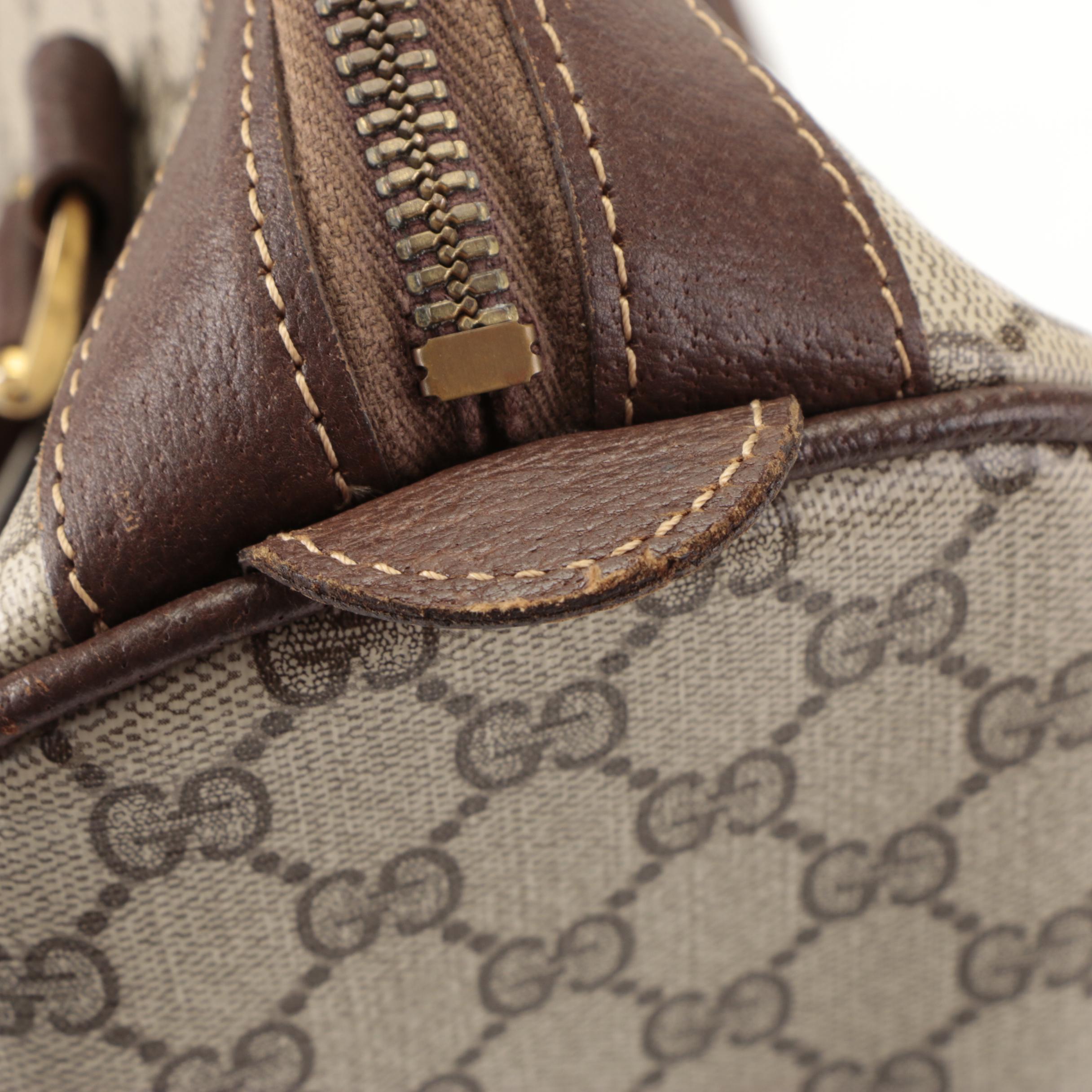 Gucci Boston Bag in GG Supreme Canvas and Leather Trim, Vintage