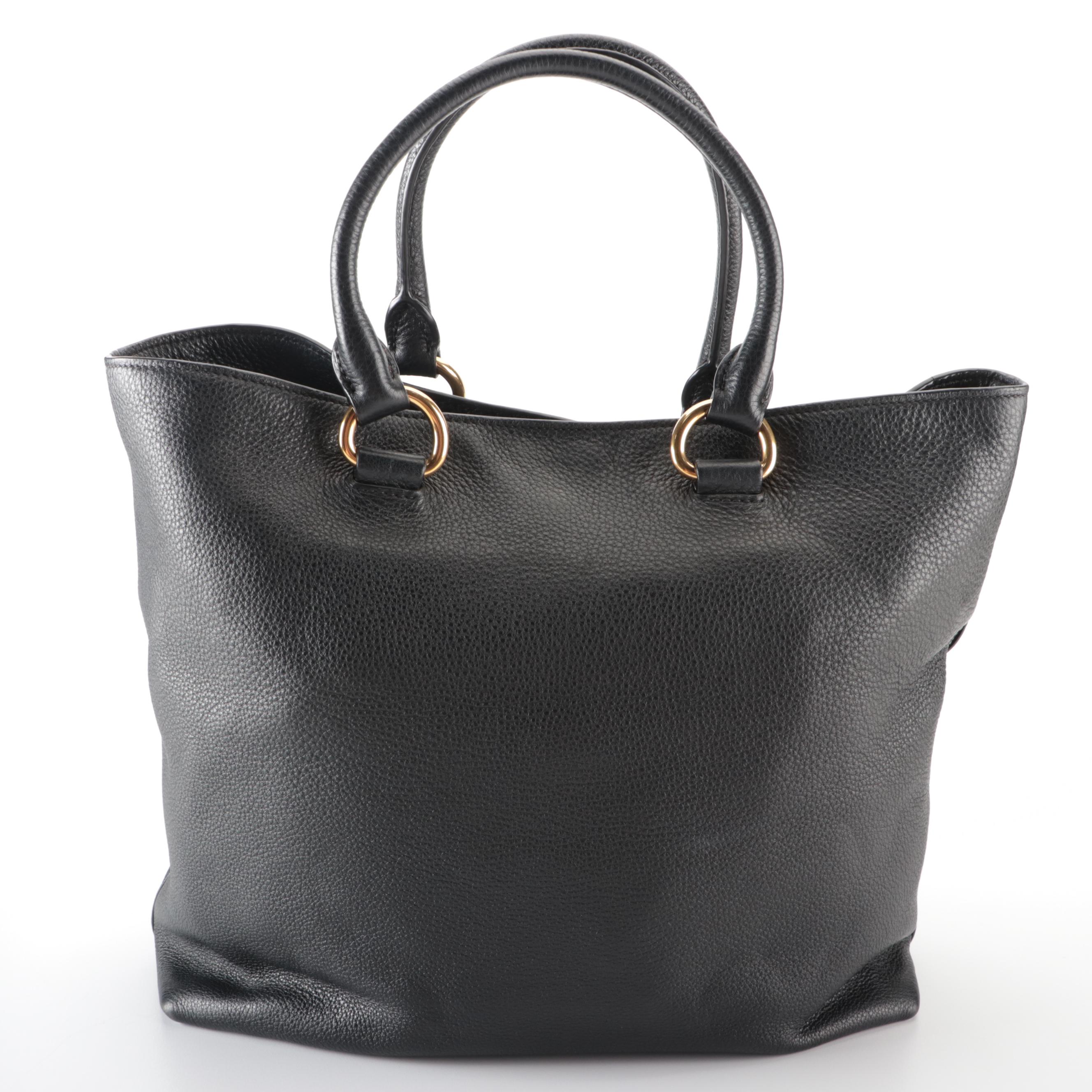 Prada Black Vitello Daino Leather Tote Bag