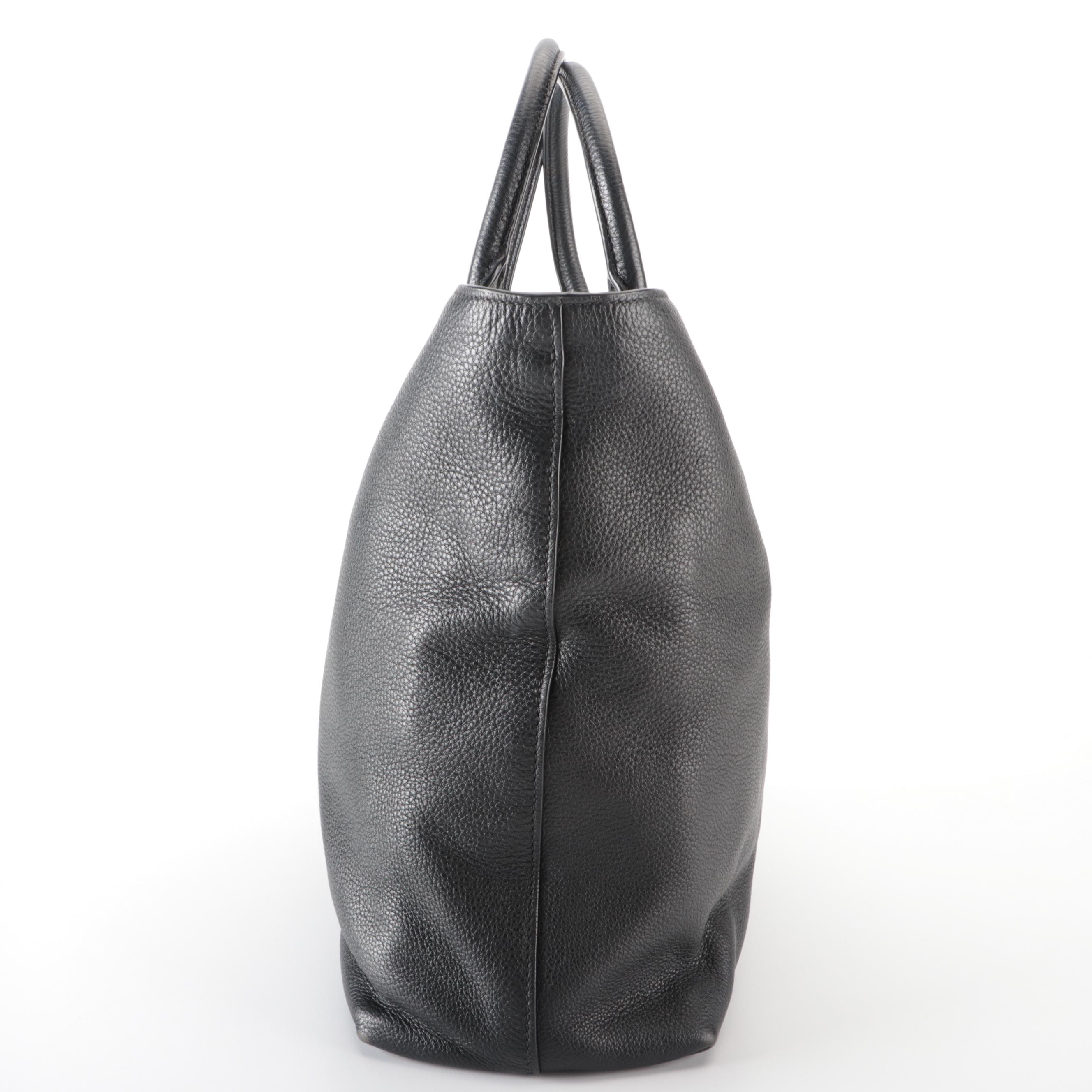 Prada Black Vitello Daino Leather Tote Bag