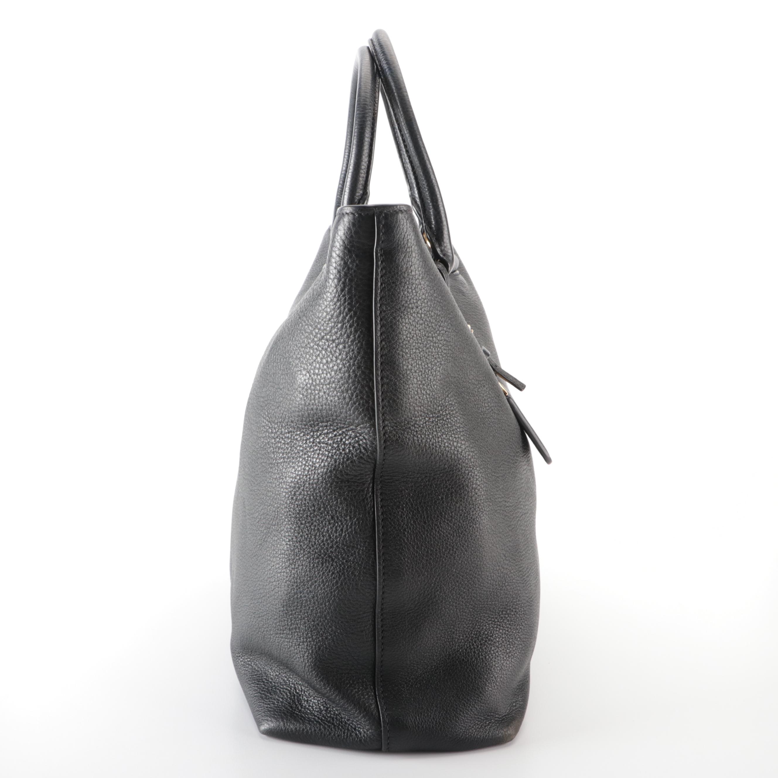 Prada Black Vitello Daino Leather Tote Bag