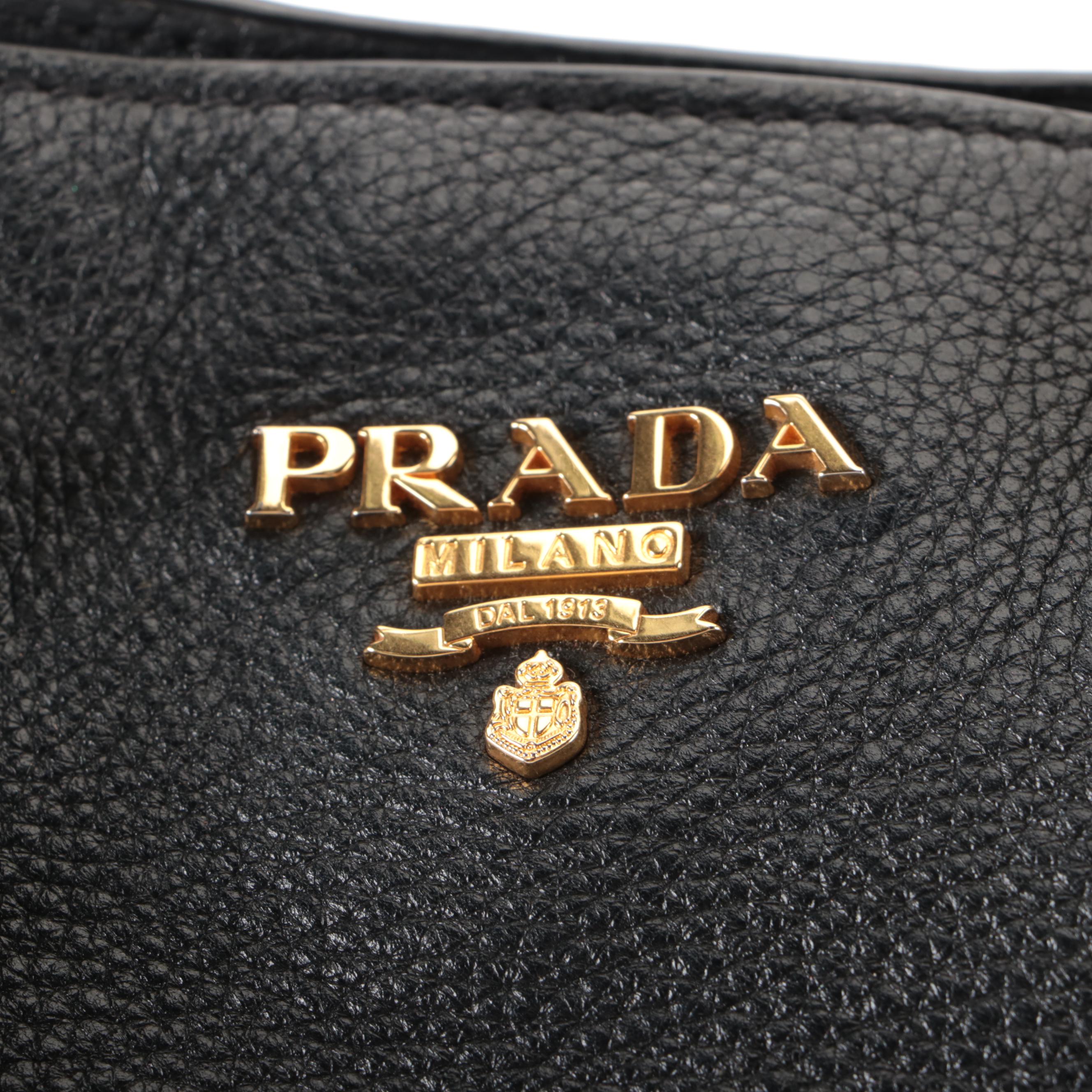 Prada Black Vitello Daino Leather Tote Bag