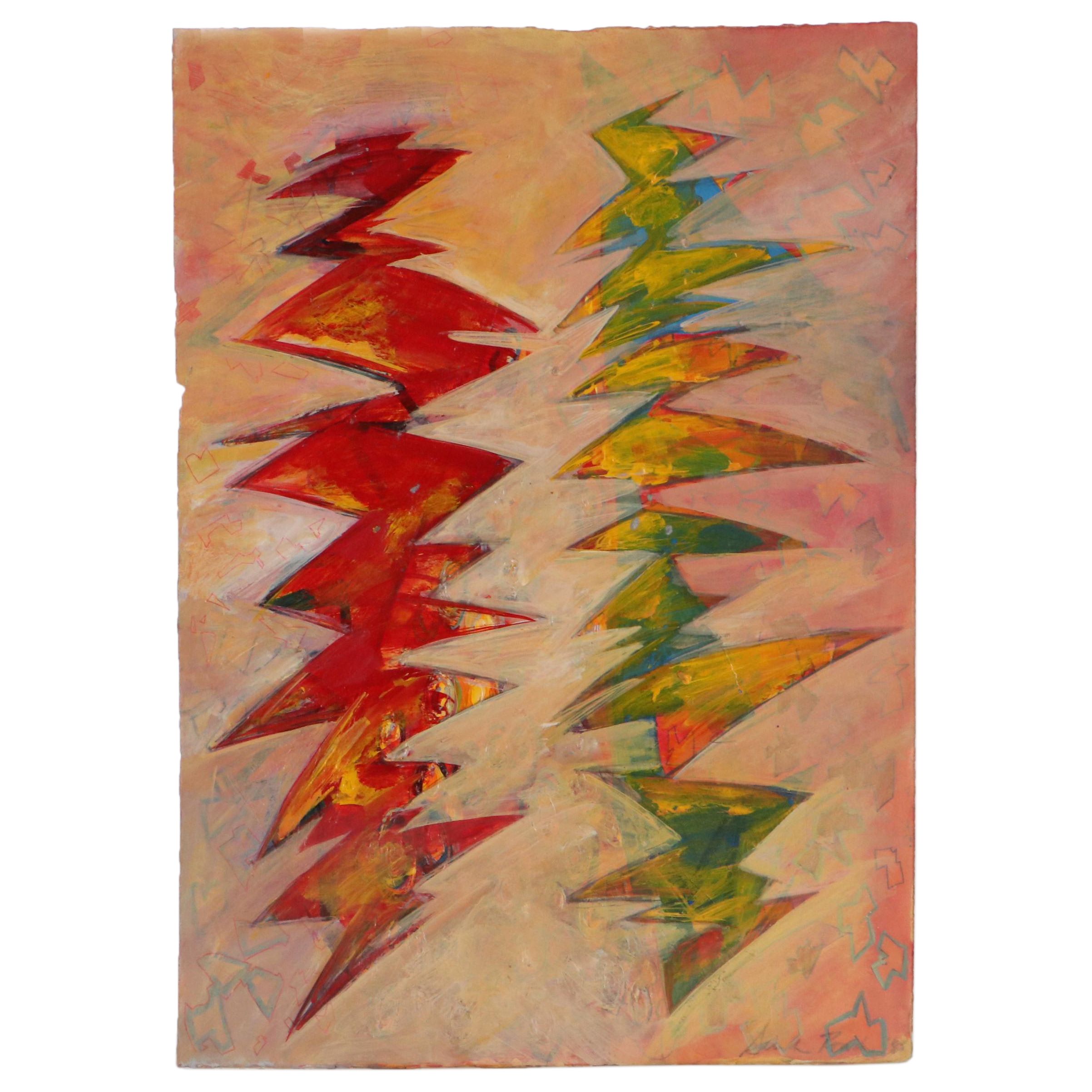 Sarah Roush Mixed Media Painting, 1985