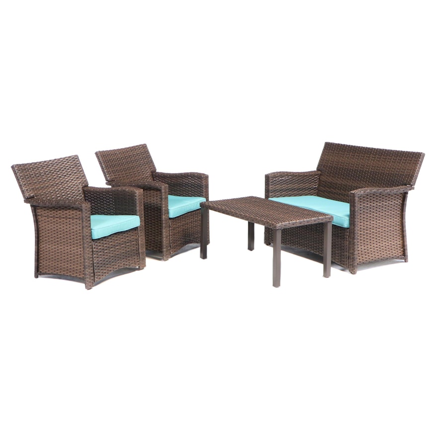 Threshold Halsted 4-Piece Brown Resin Wicker Conversation Set