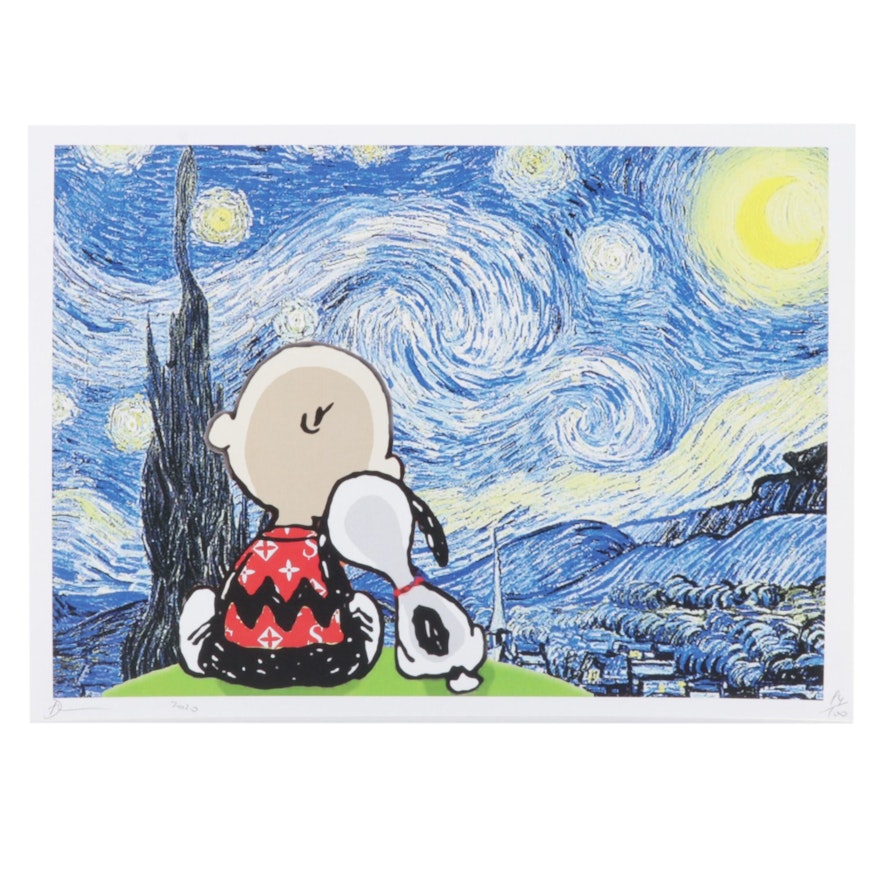 Death NYC Pop Art Graphic Print Homage to Van Gogh Featuring Charlie Brown, 2020