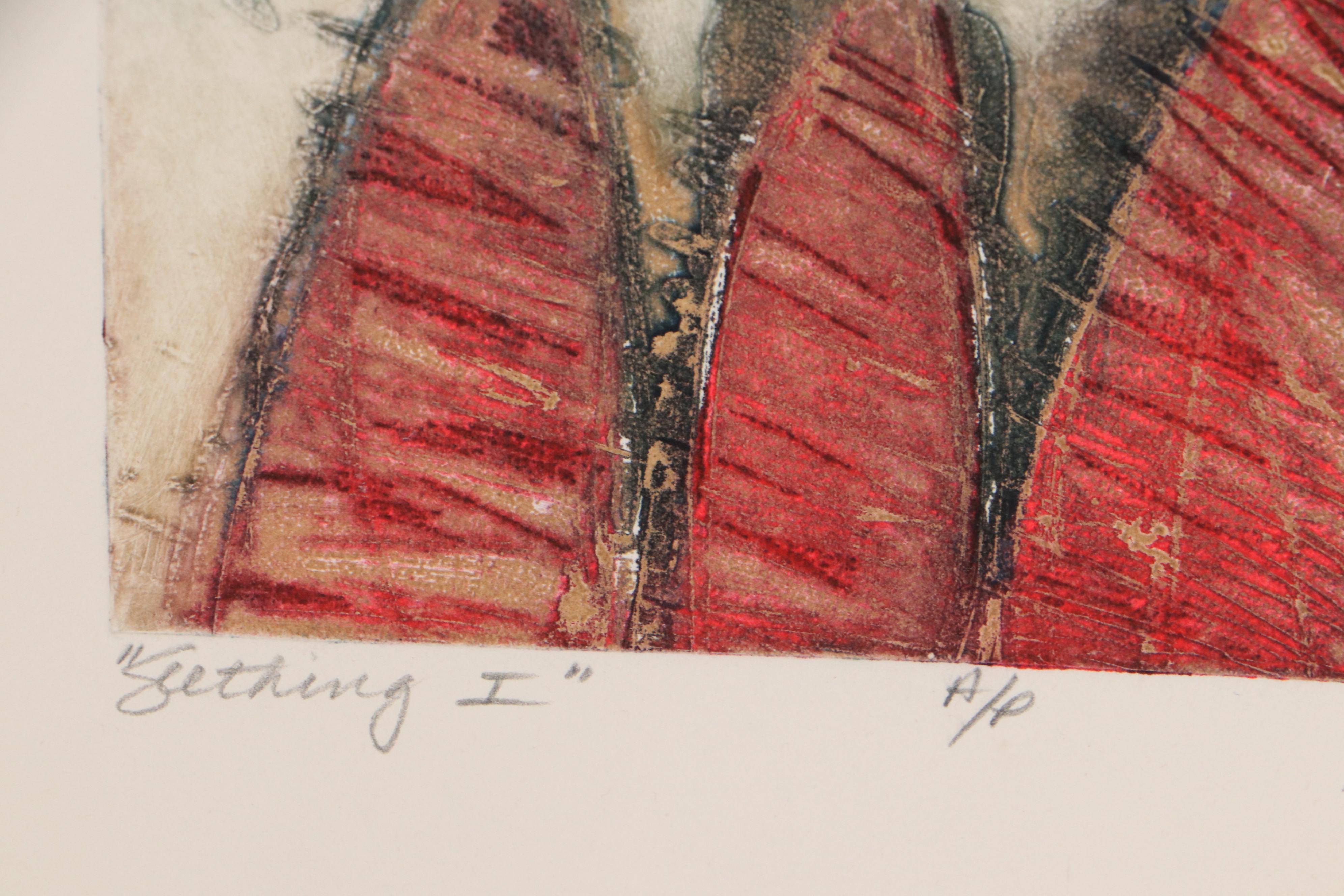 Sarah Roush Abstract Etching "Seething I," 1982