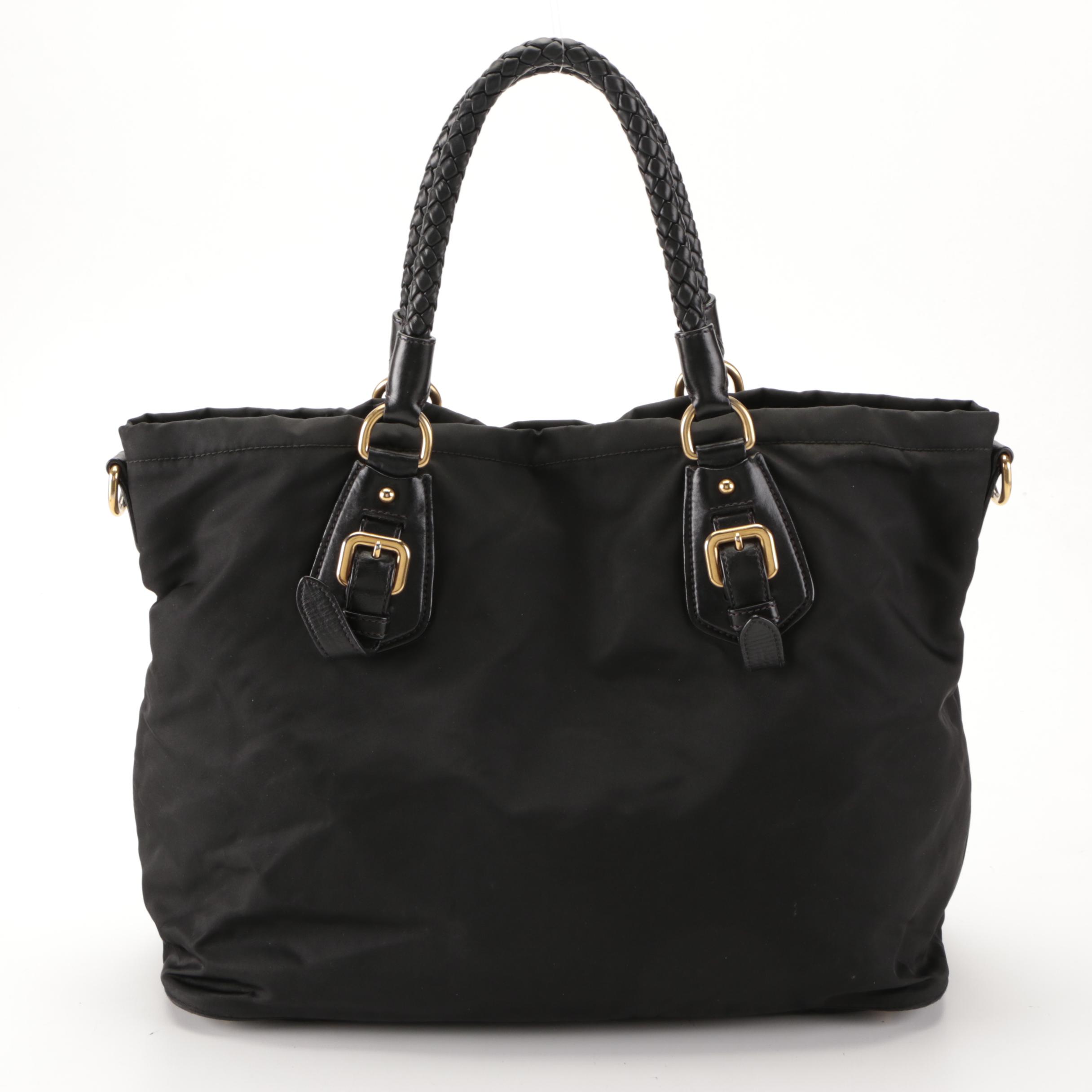 Prada Two-Way Tote Bag Tote in Black Tessuto Nylon and Leather Trim