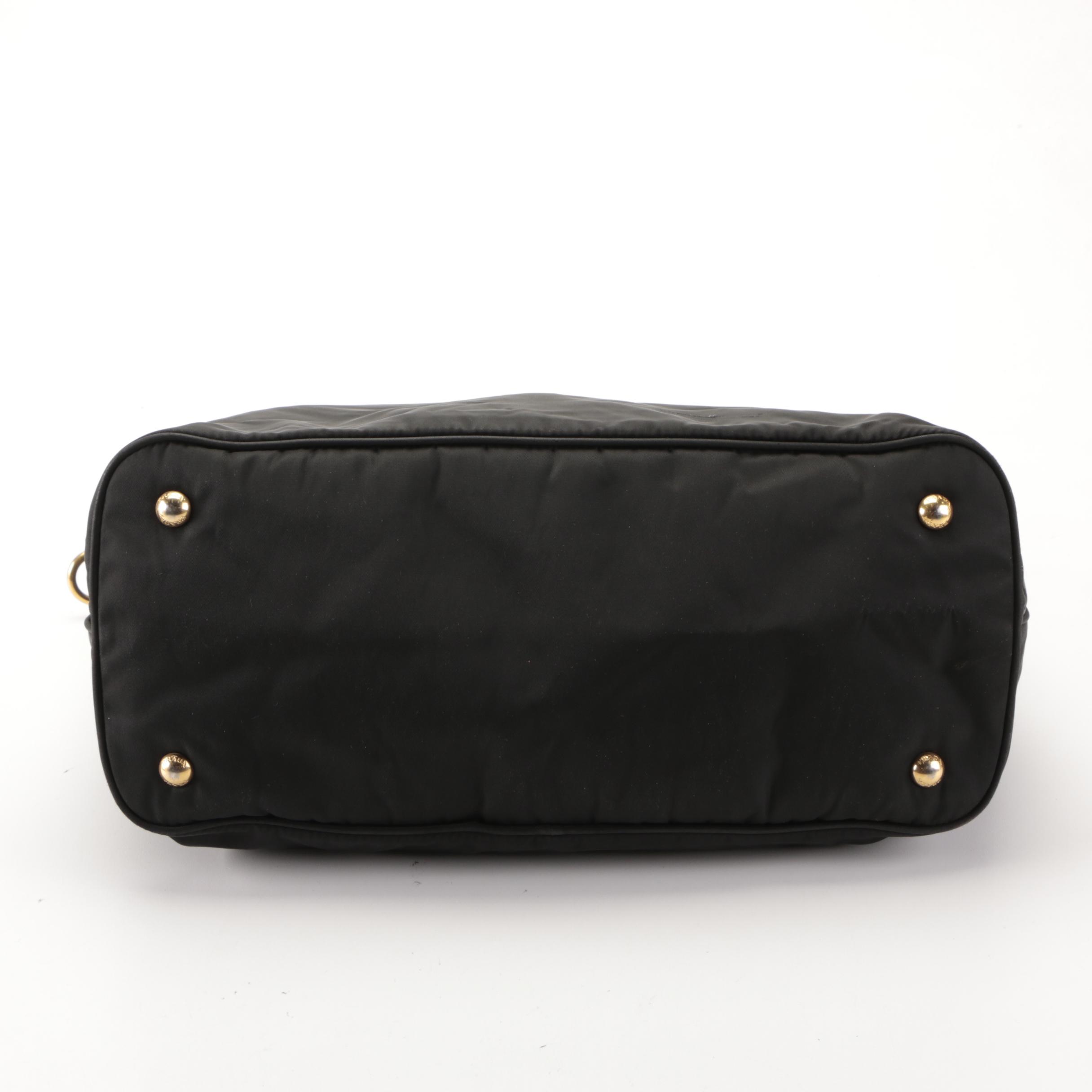 Prada Two-Way Tote Bag Tote in Black Tessuto Nylon and Leather Trim