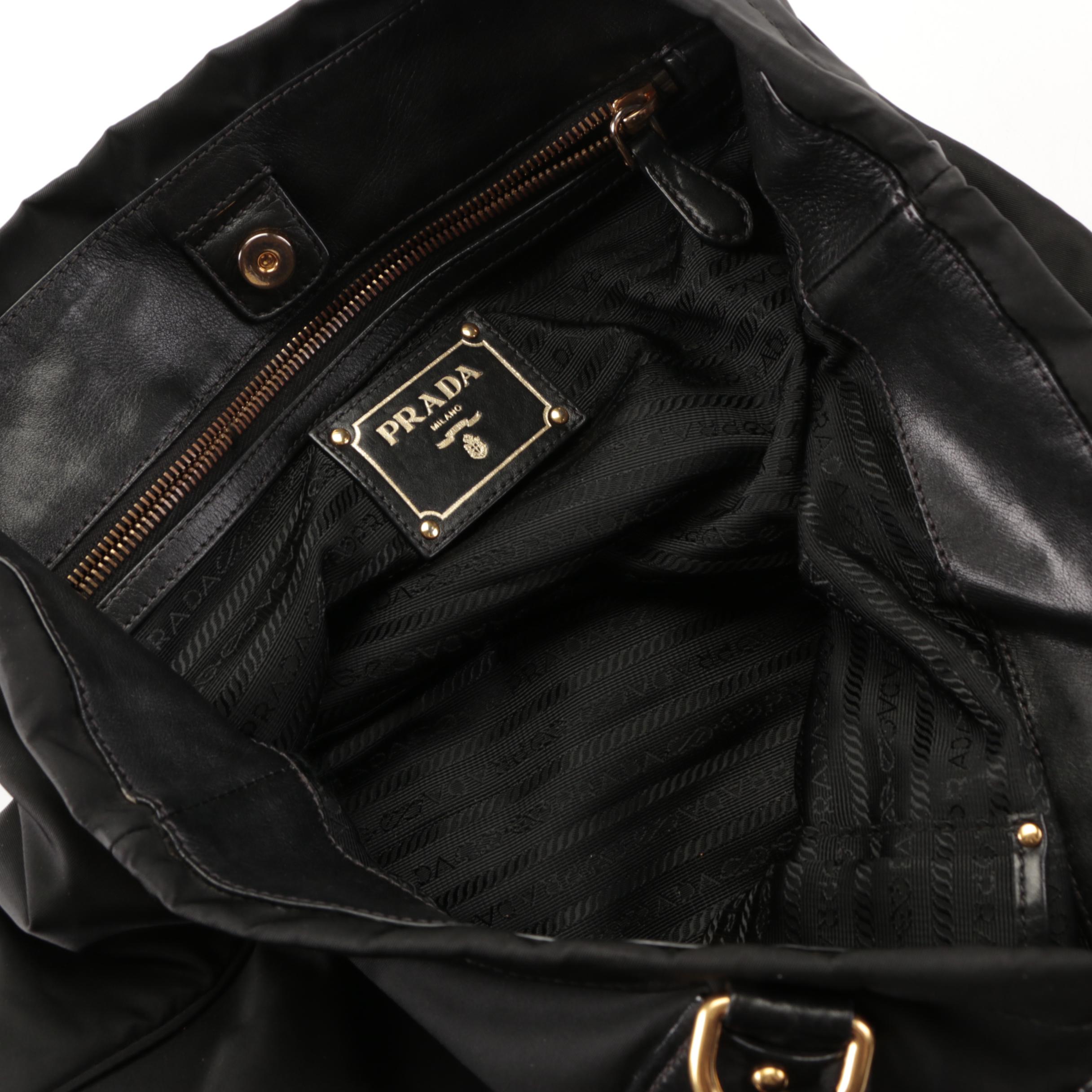 Prada Two-Way Tote Bag Tote in Black Tessuto Nylon and Leather Trim